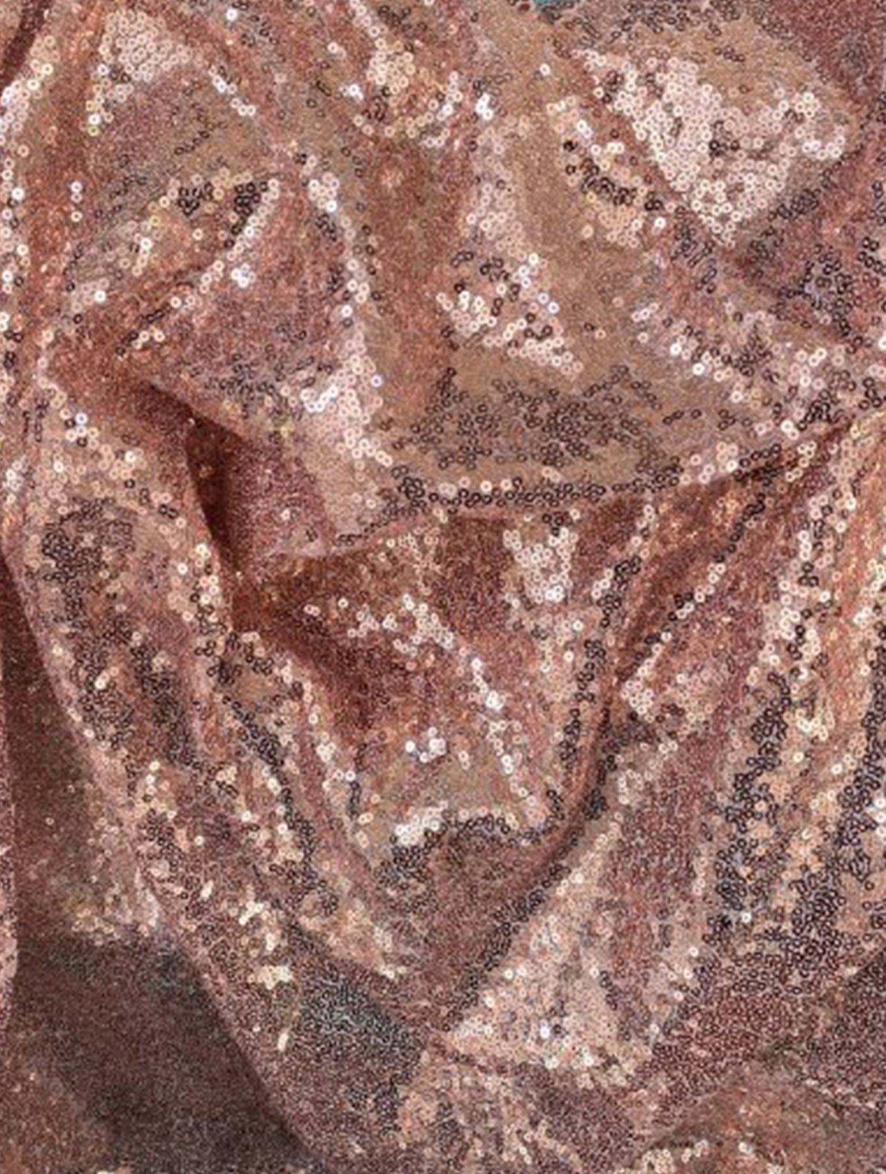 Rose Gold Stretch Sequin on Mesh