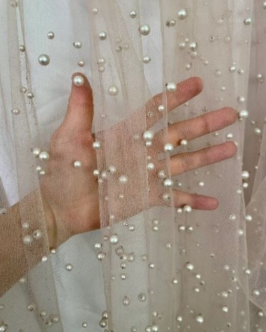 Skin Tone Pearl Tulle