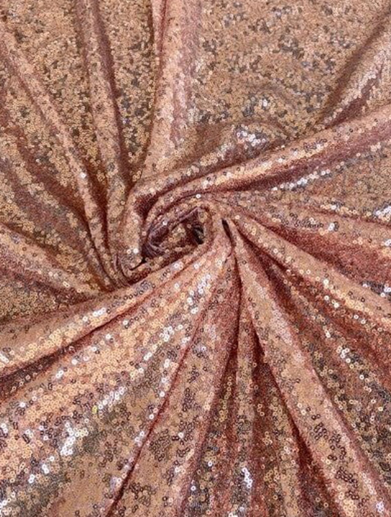 Rose Gold Stretch Sequin on Mesh