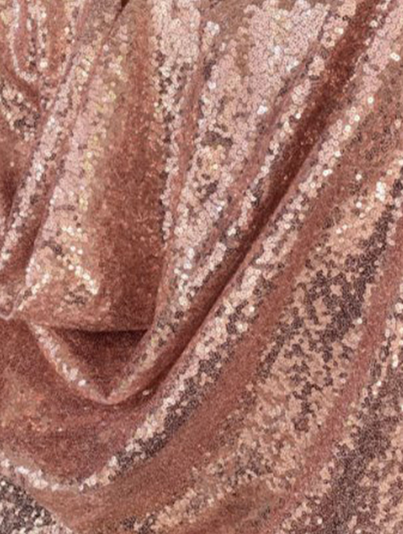 Rose Gold Stretch Sequin on Mesh