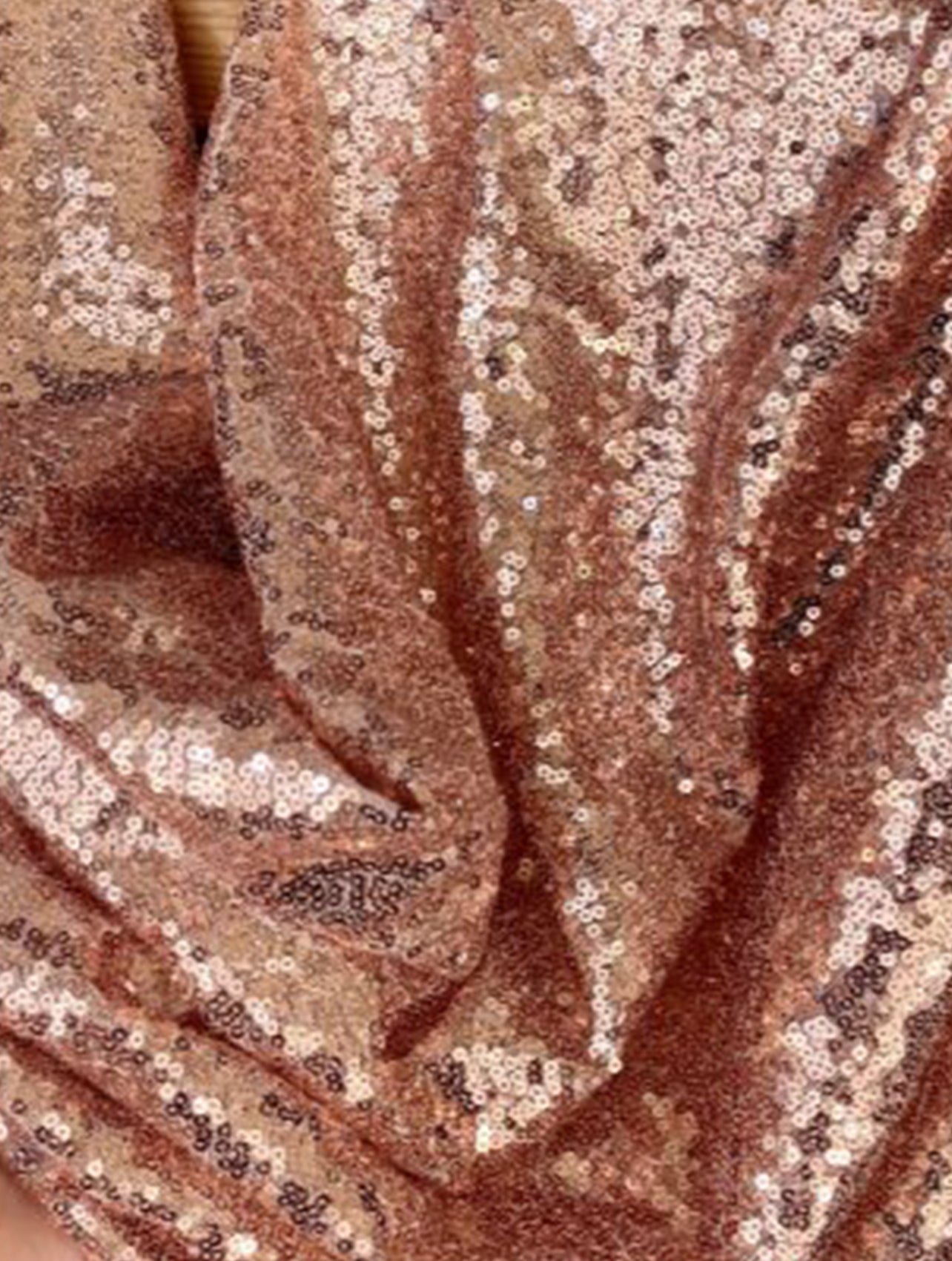 Rose Gold Stretch Sequin on Mesh