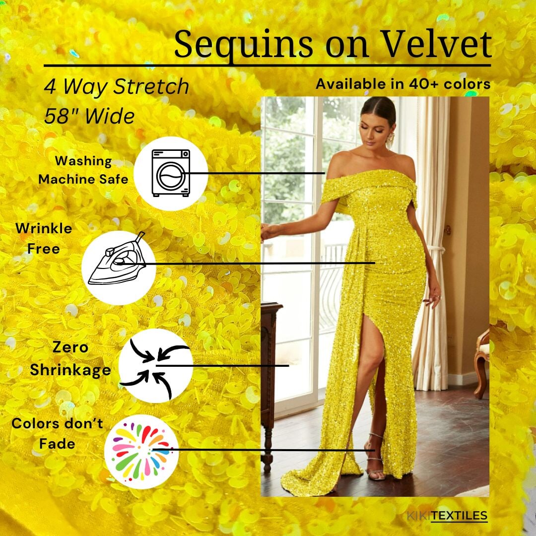 Yellow Sequin on Velvet