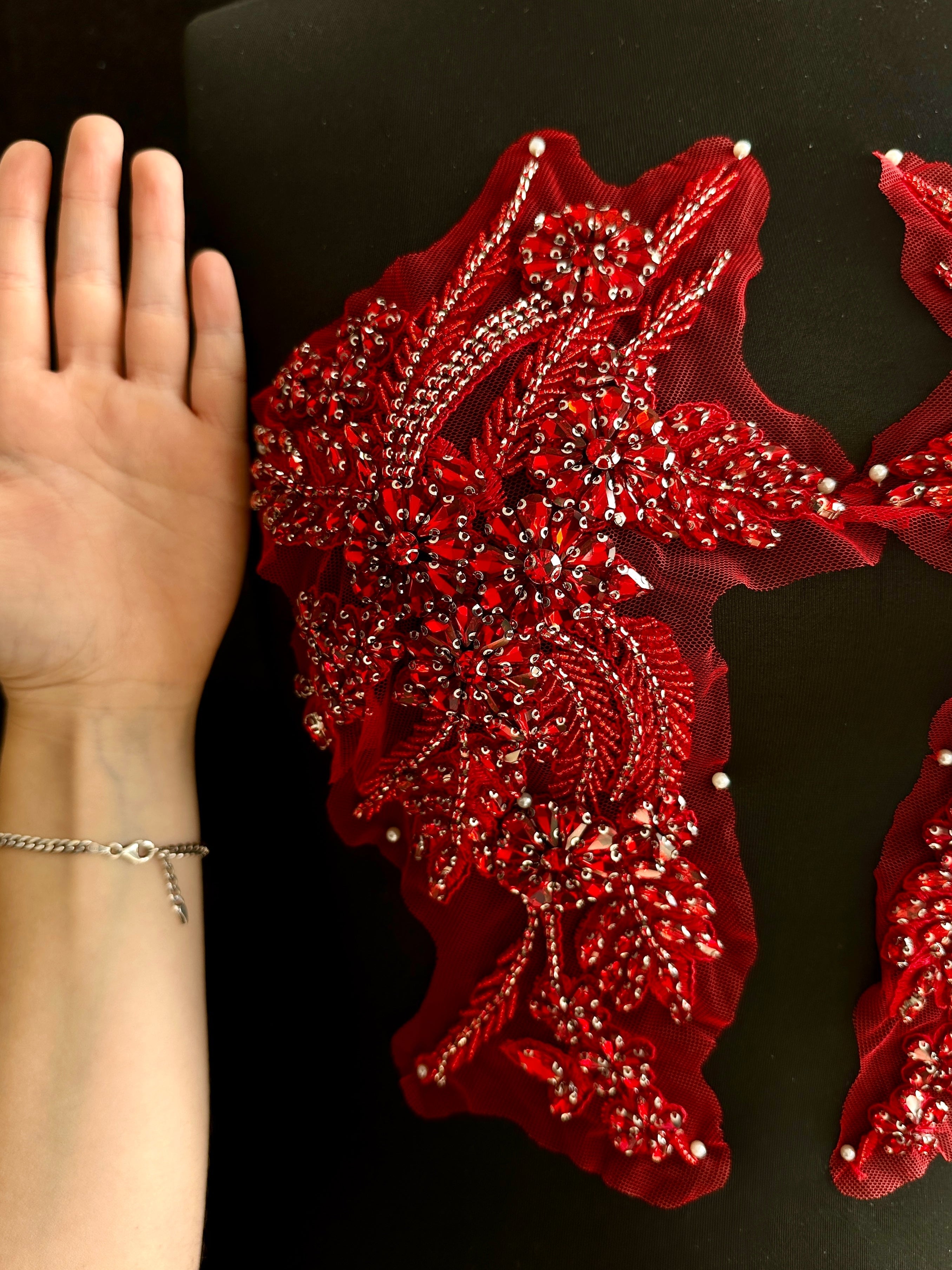 Gina Wine Red Rhinestone Applique, Red Rhinestones Applique, Embellished Clothing, Rhinestone Applications, Rhinestone Embroidery, Rhinestone Patch, Dress Patch, Rhinestones for Dress