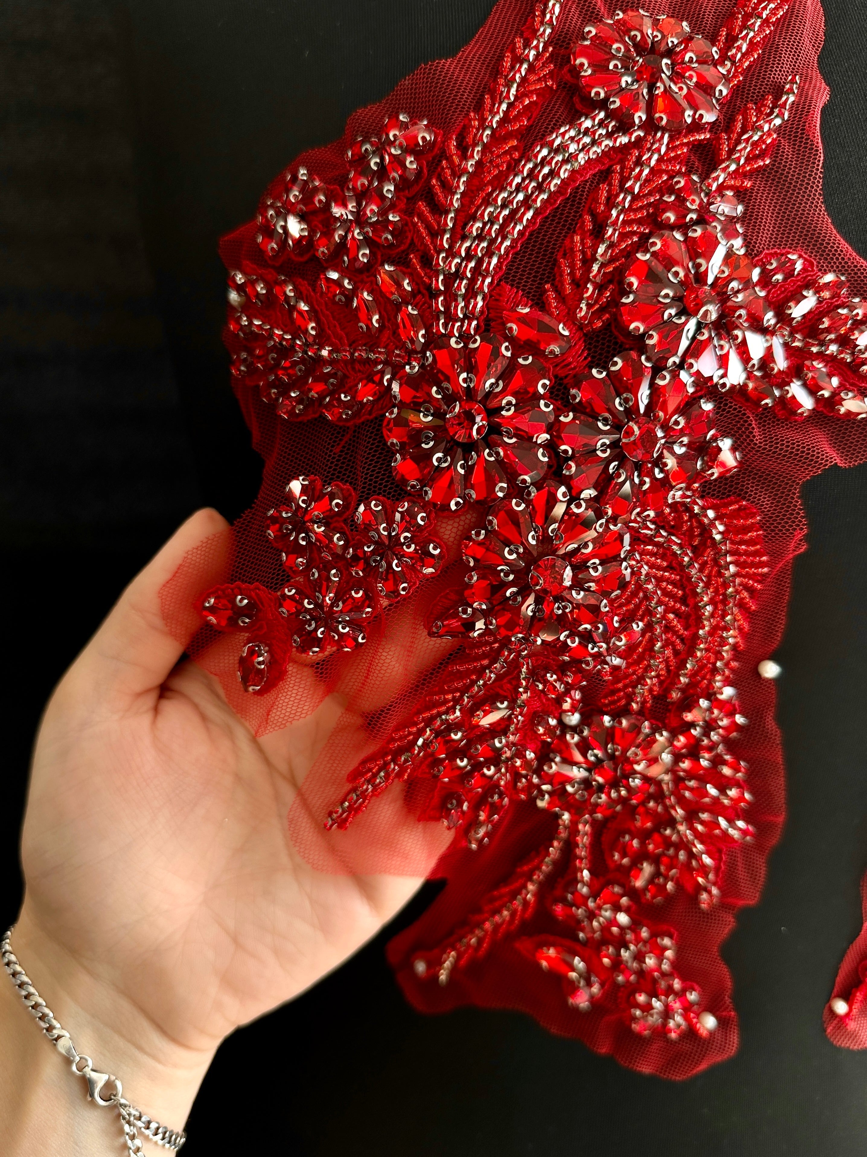 Gina Wine Red Rhinestone Applique, Red Rhinestones Applique, Embellished Clothing, Rhinestone Applications, Rhinestone Embroidery, Rhinestone Patch, Dress Patch, Rhinestones for Dress