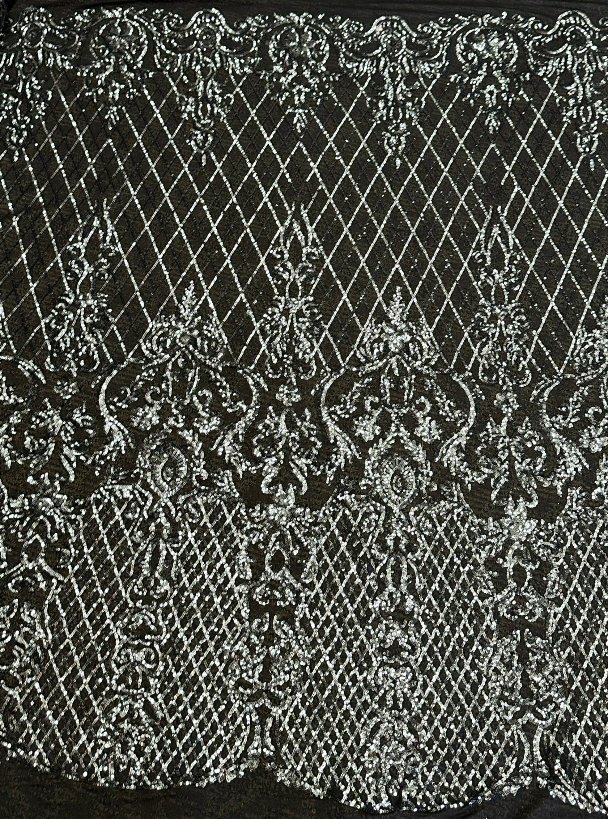 Silver Embroidered Sequin On Black Mesh, dark silver Embroidered Sequin On Black Mesh, light silver Embroidered Sequin On Black Mesh, Embroidered Sequin On Black Mesh for woman, Embroidered Sequin On Black Mesh for bride, Embroidered Sequin On Black Mesh in low price, Embroidered Sequin On Black Mesh on sale, premium Embroidered Sequin On Black Mesh