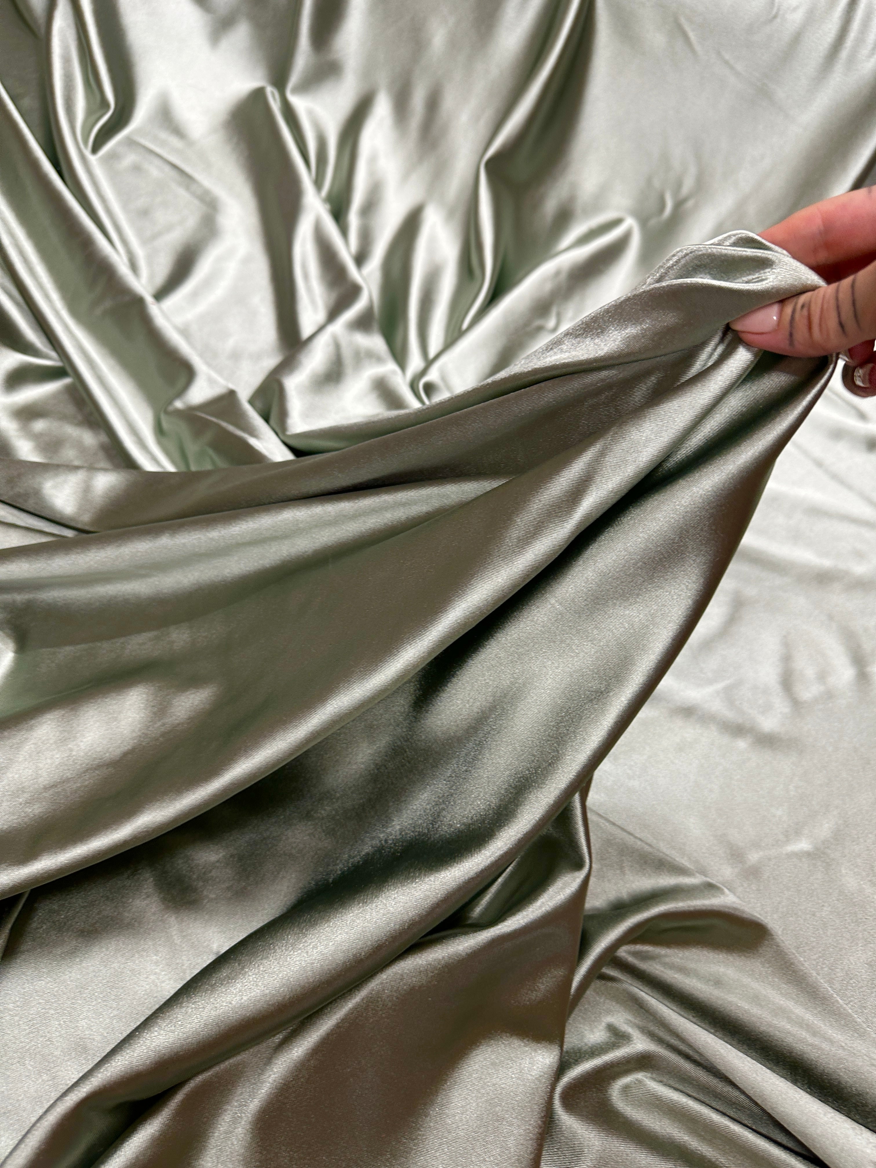Sage Green Shiny Nylon Spandex, green nylon spandex, 4 Way Stretch nylon spandex, dark green nylon spandex, shiny nylon spandex for woman, shiny nylon for bride, spandex for swim wear, premium spandex, spandex on sale, low price spandex