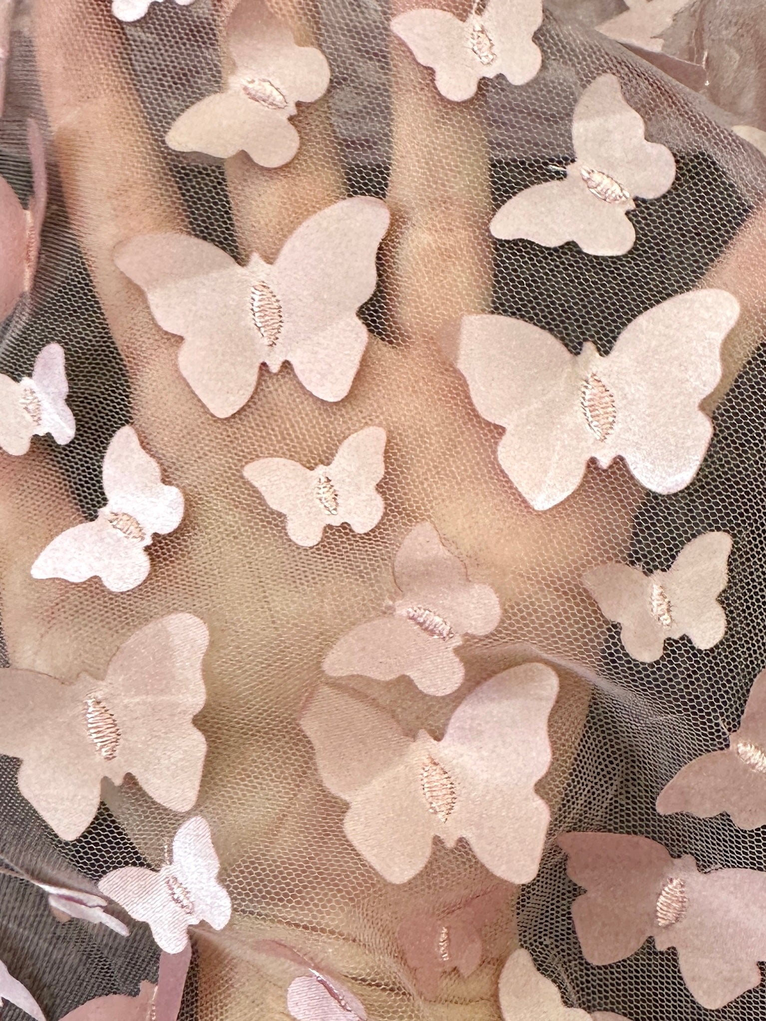 blush 3D Butterfly Lace, pink Butterfly Tulle By The Yard, light pink Tulle Lace Fabric, Dress Fabric, Bridal Lace Fabric, premium lace fabric, lace fabric on discount, lace fabric in low price, buy lace fabric online, lace fabric on sale