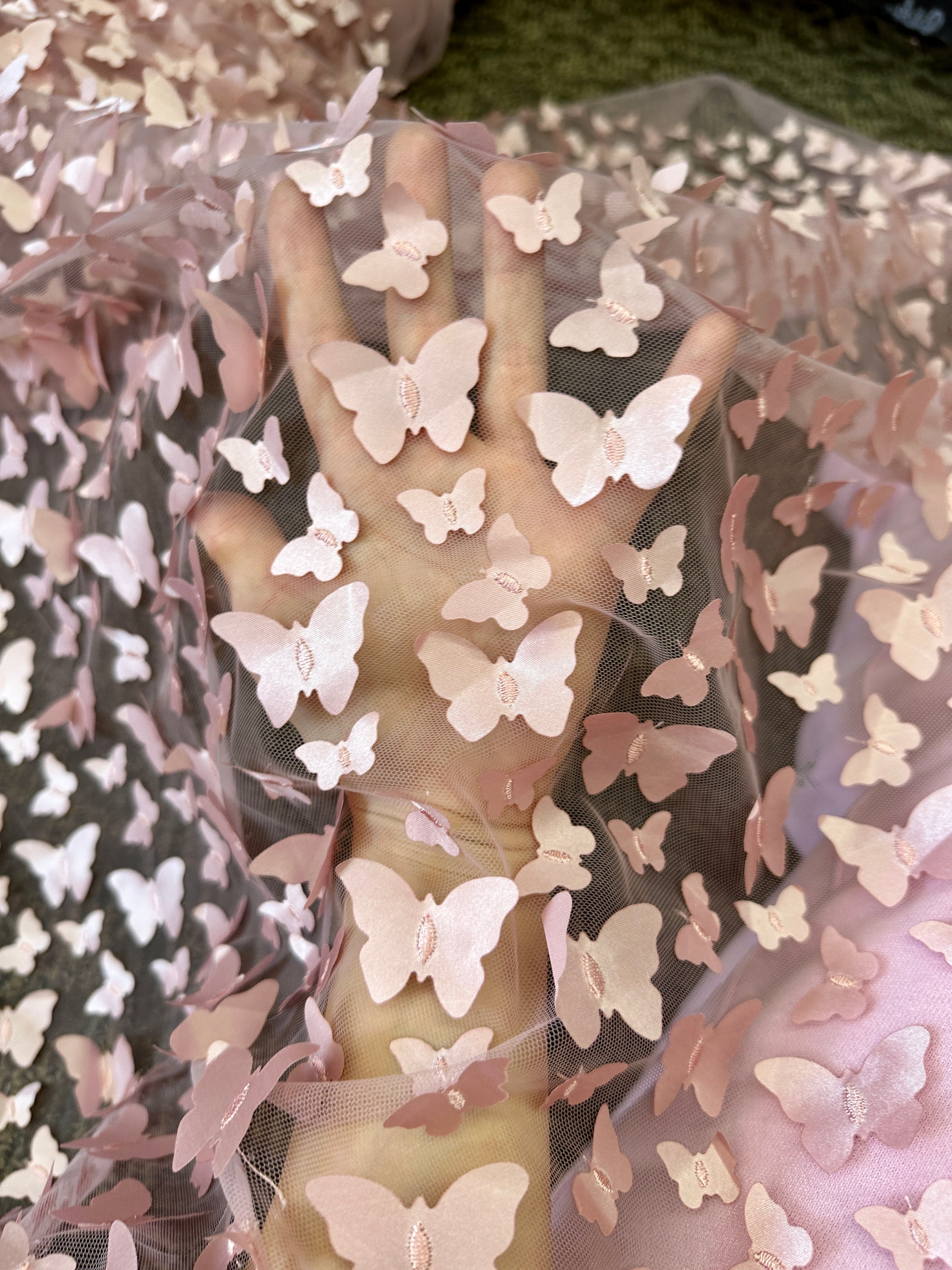 blush 3D Butterfly Lace, pink Butterfly Tulle By The Yard, light pink Tulle Lace Fabric, Dress Fabric, Bridal Lace Fabric, premium lace fabric, lace fabric on discount, lace fabric in low price, buy lace fabric online, lace fabric on sale