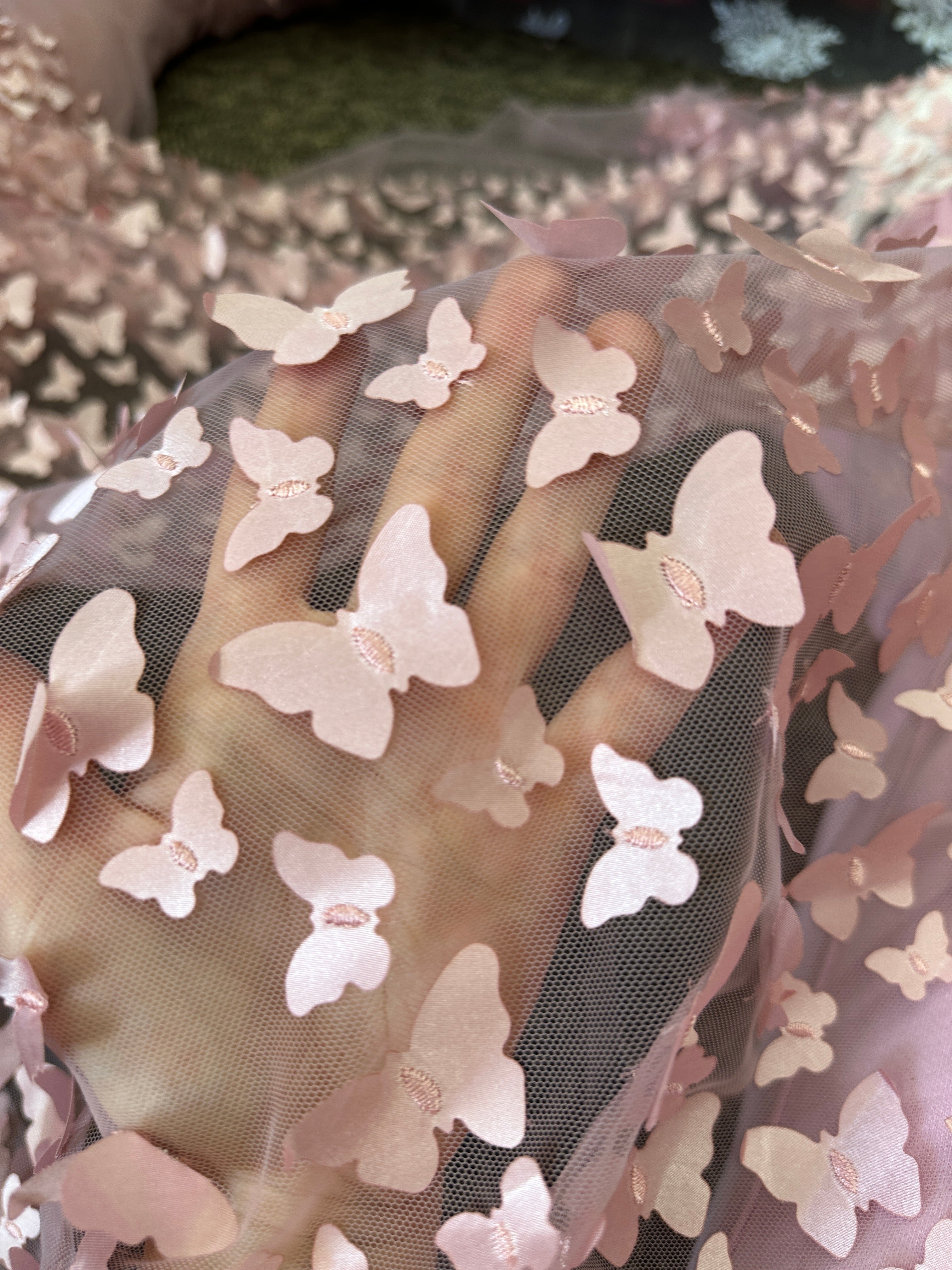 blush 3D Butterfly Lace, pink Butterfly Tulle By The Yard, light pink Tulle Lace Fabric, Dress Fabric, Bridal Lace Fabric, premium lace fabric, lace fabric on discount, lace fabric in low price, buy lace fabric online, lace fabric on sale