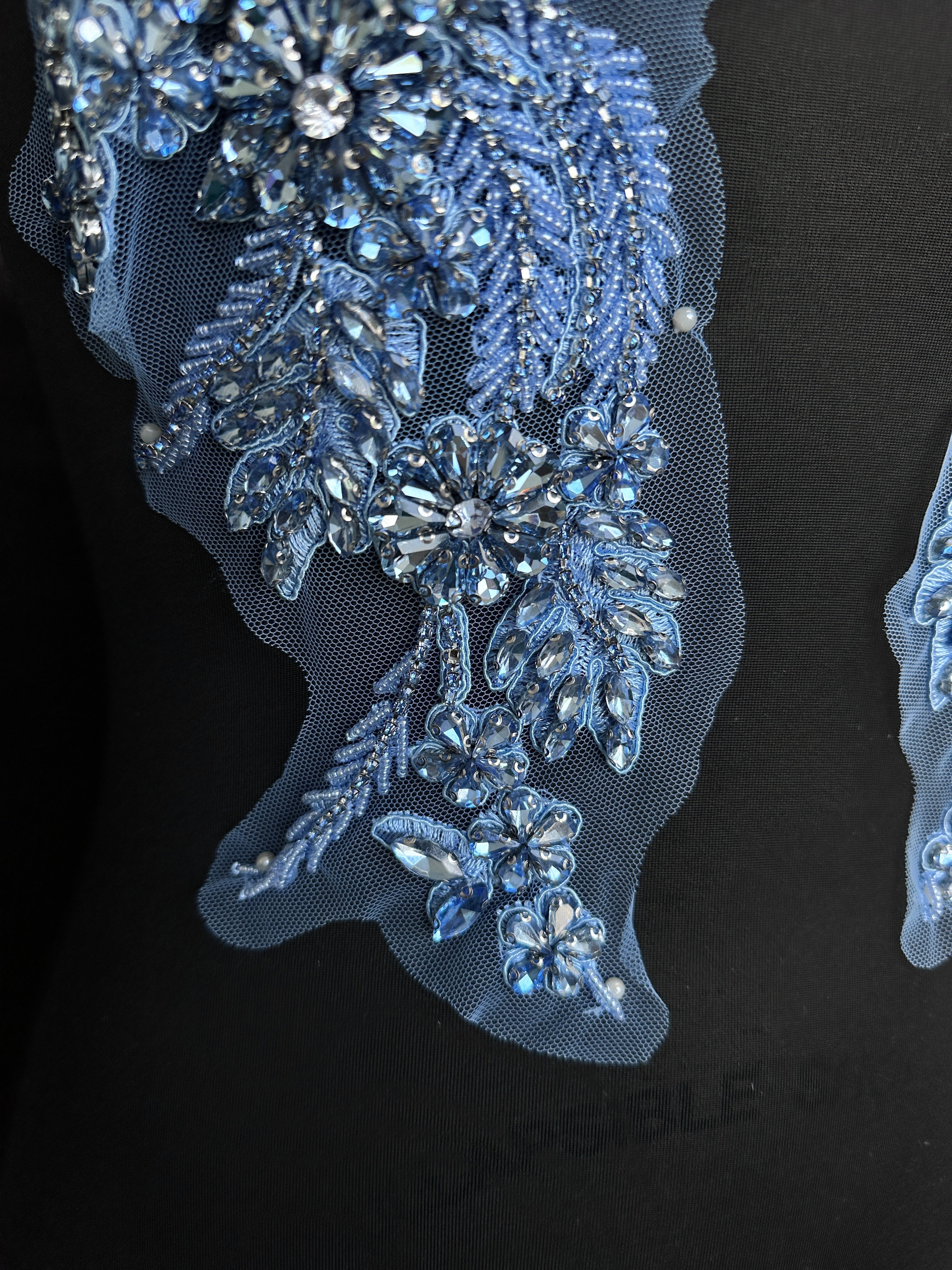 Gina Dusty Blue Rhinestone Applique, Shop Fabrics Online, Sewing, Fabric Store, Sewing Store, Cheap Fabric Store, Kiki Textiles