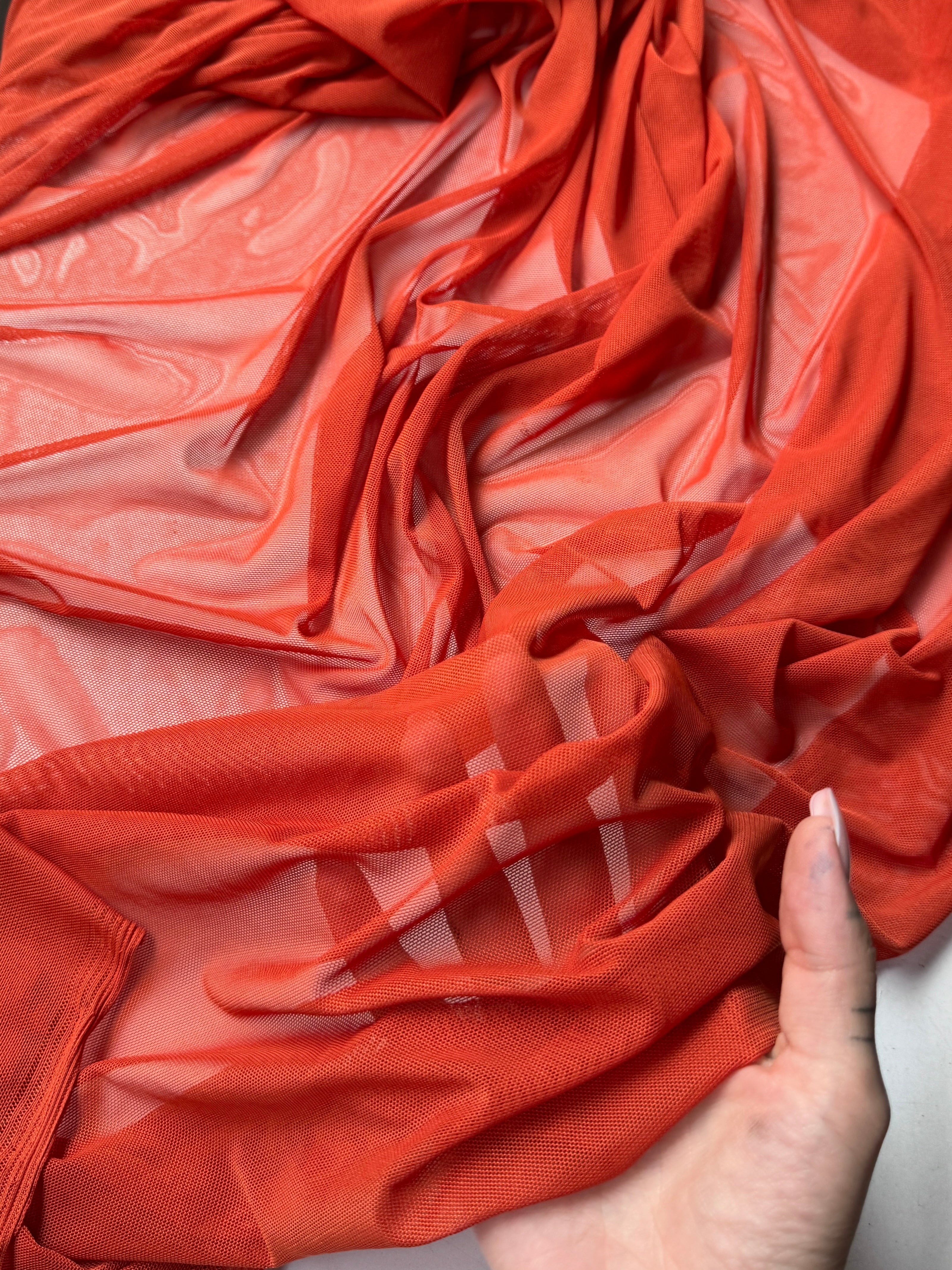 rust 4way stretch power mesh, dark orange power mesh, copper power mesh, rust power mesh