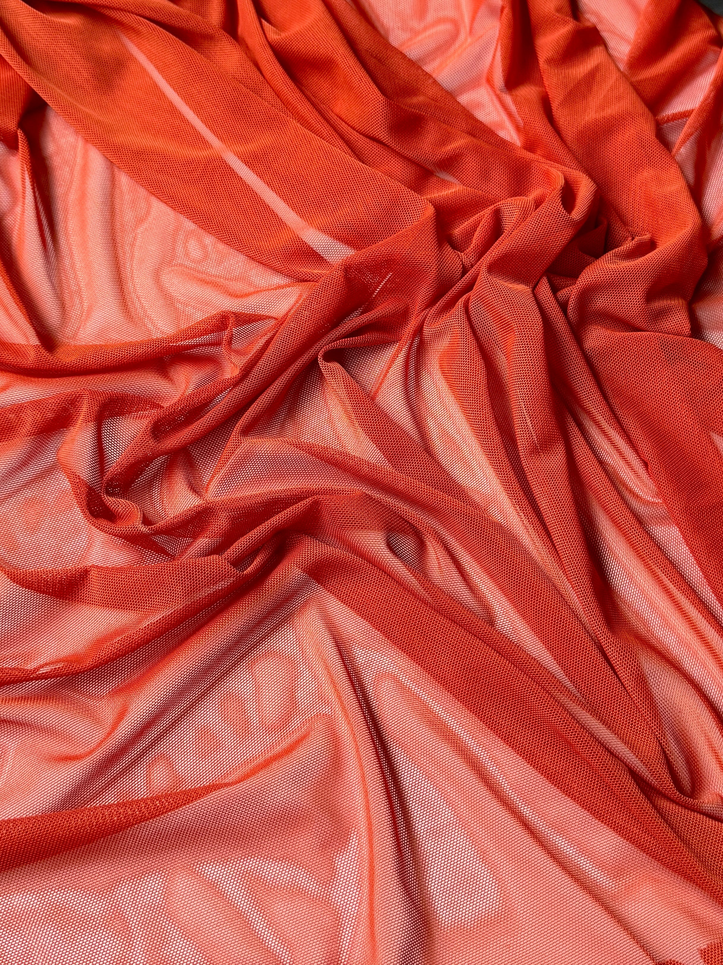 rust 4way stretch power mesh, dark orange power mesh, copper power mesh, rust power mesh