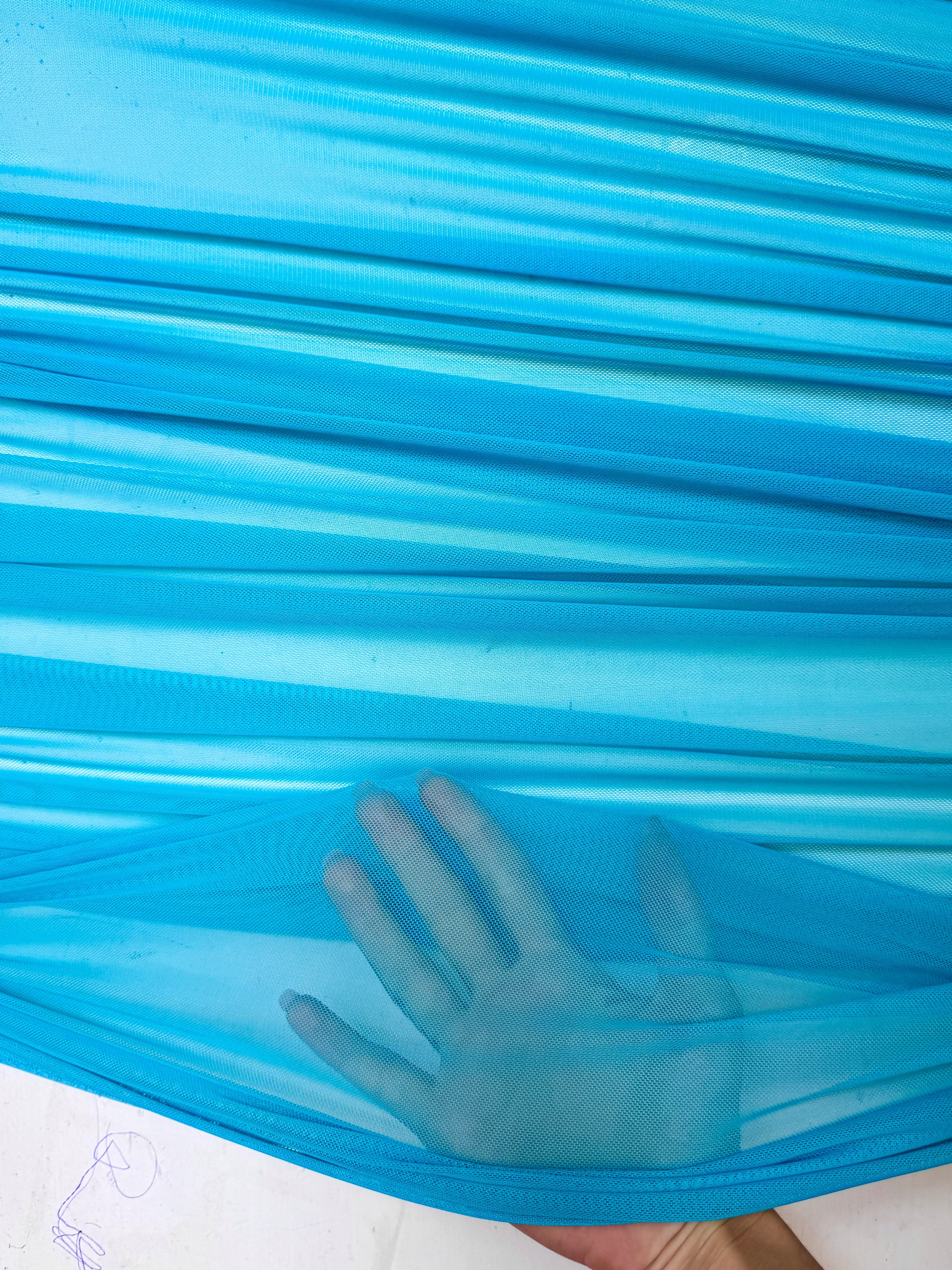 turquoise 4way stretch power mesh, blue power mesh, light blue power mesh, sky blue power mesh
