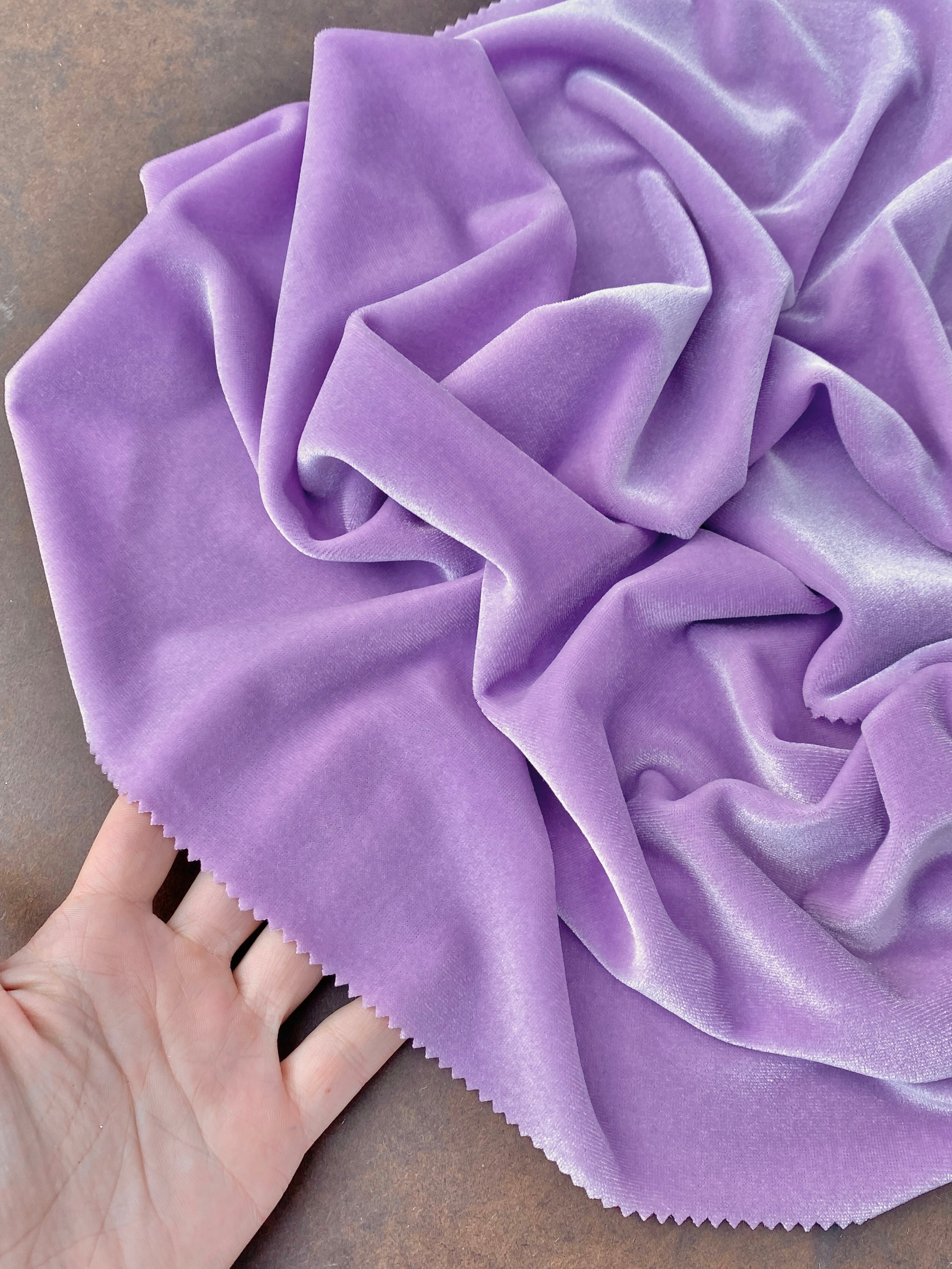 lilac stretch velvet, purple stretch velvet, lavender stretch velvet, light purple stretch velvet, stretch velvet for woman, stretch velvet for bride, stretch velvet on discount, stretch velvet on sale