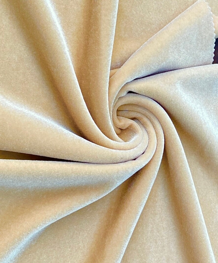 Champagne Stretch Velvet, light brown Stretch Velvet, brown Stretch Velvet, beige Stretch Velvet, Stretch Velvet for woman, Stretch Velvet for bride, Stretch Velvet on discount, Stretch Velvet on sale