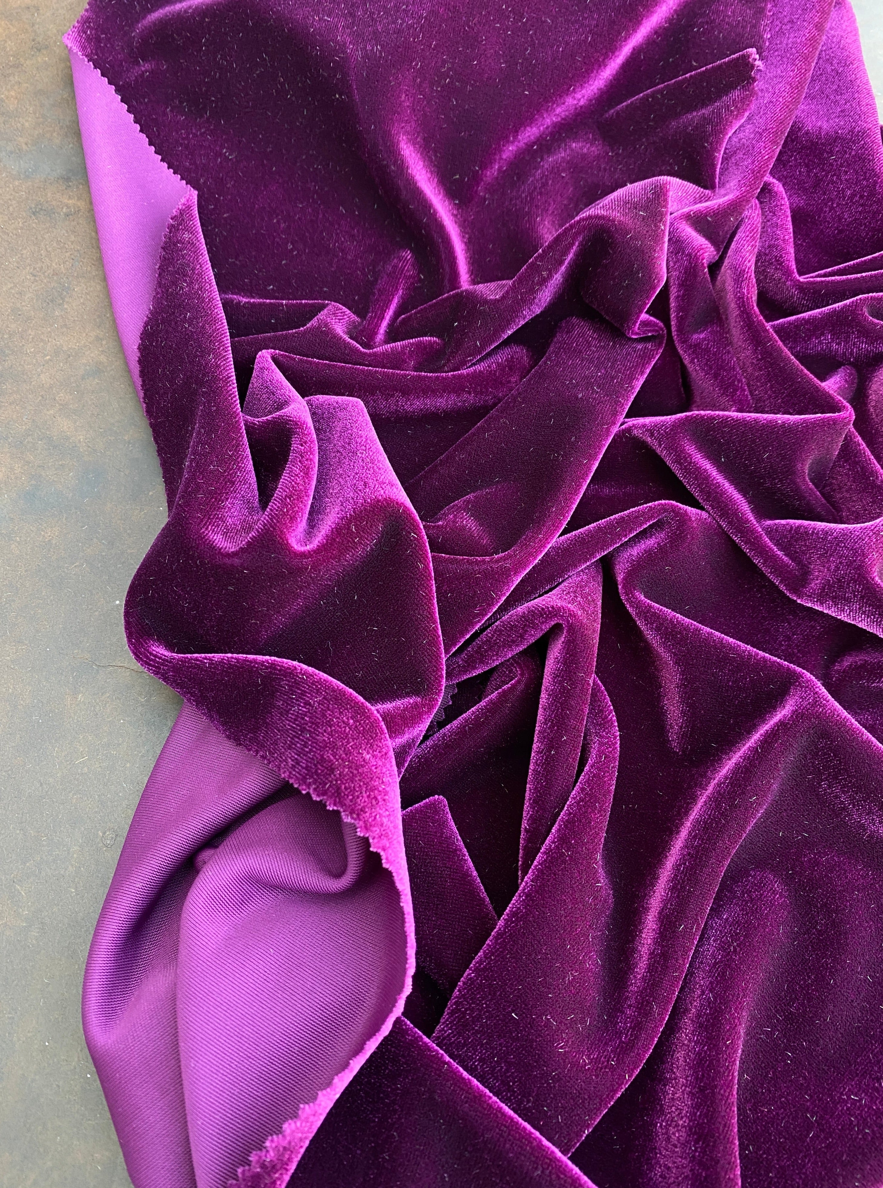 Magenta velvet, magenta stretch velvet, magenta spandex velvet, purple velvet, solid velvet fabric, cheap velvet fabric, discount velvet, velvet on sale, raspberry velvet,, velvet material