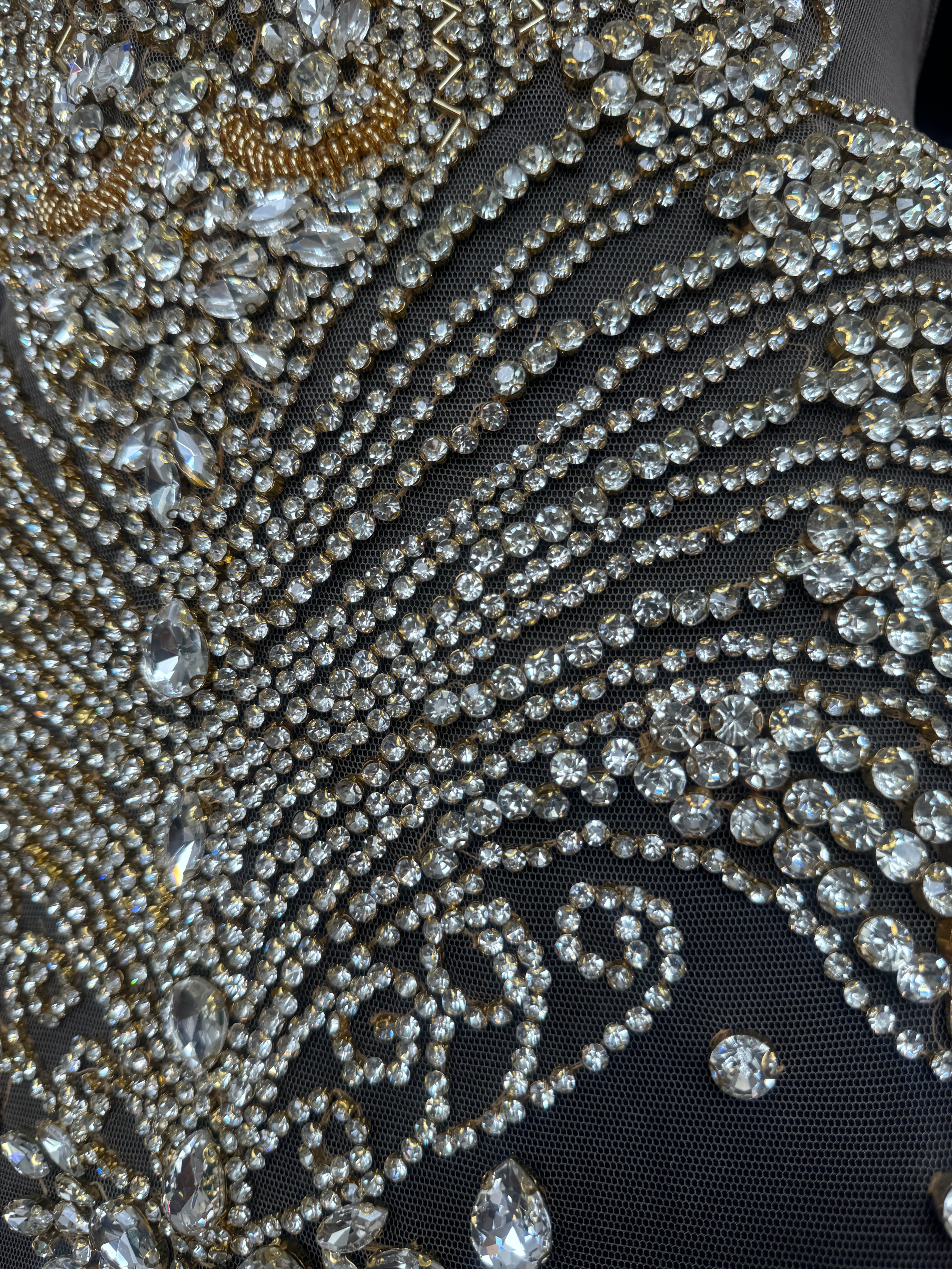 Carla Gold Silver Rhinestone Bodice Applique, shop fabrics online, sewing, fabric store, sewing store, cheap fabric store, kiki textiles, textile by the yard