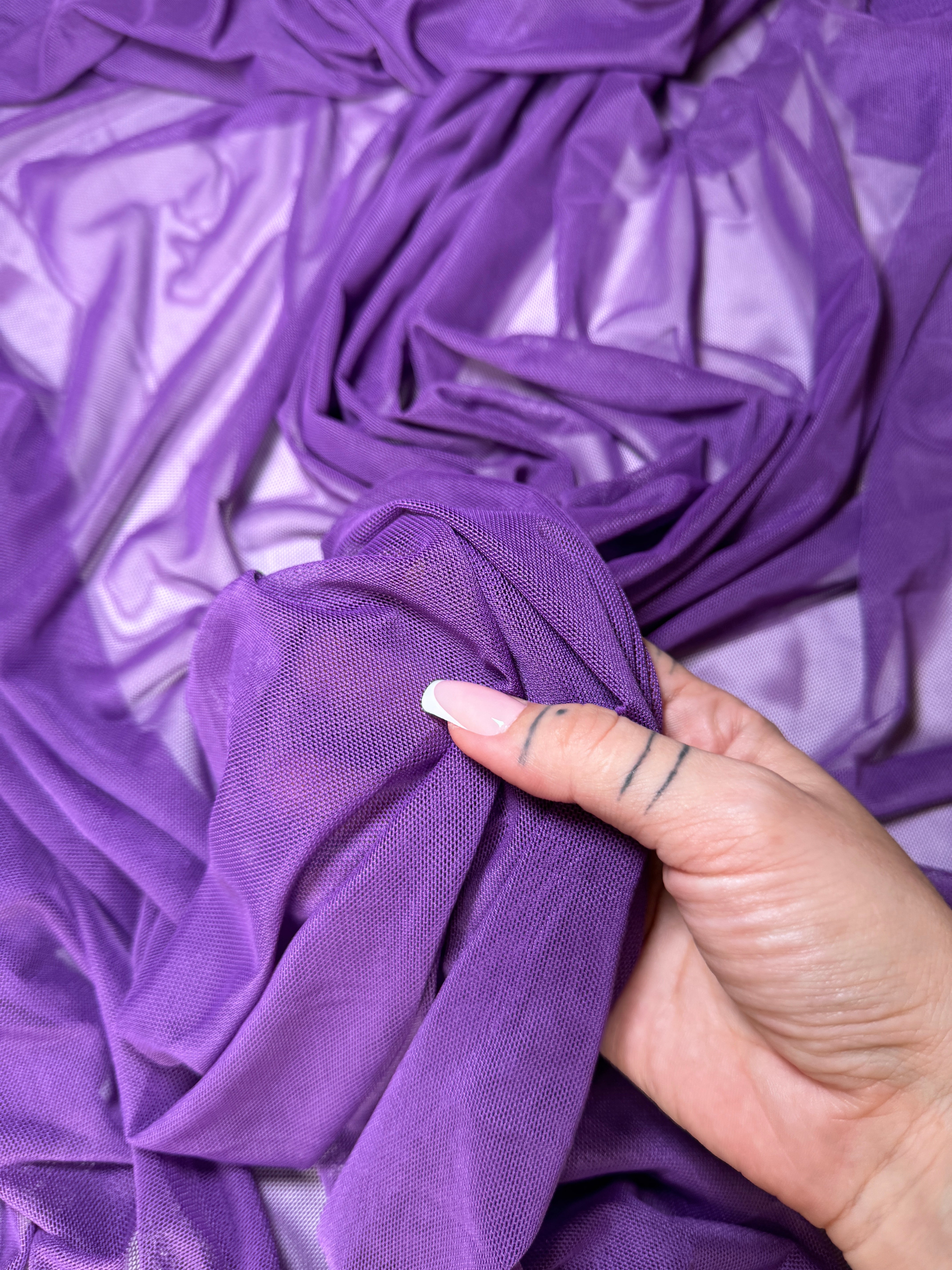 purple 4way stretch power mesh, dark purple power mesh, light purple power mesh, lavender power mesh
