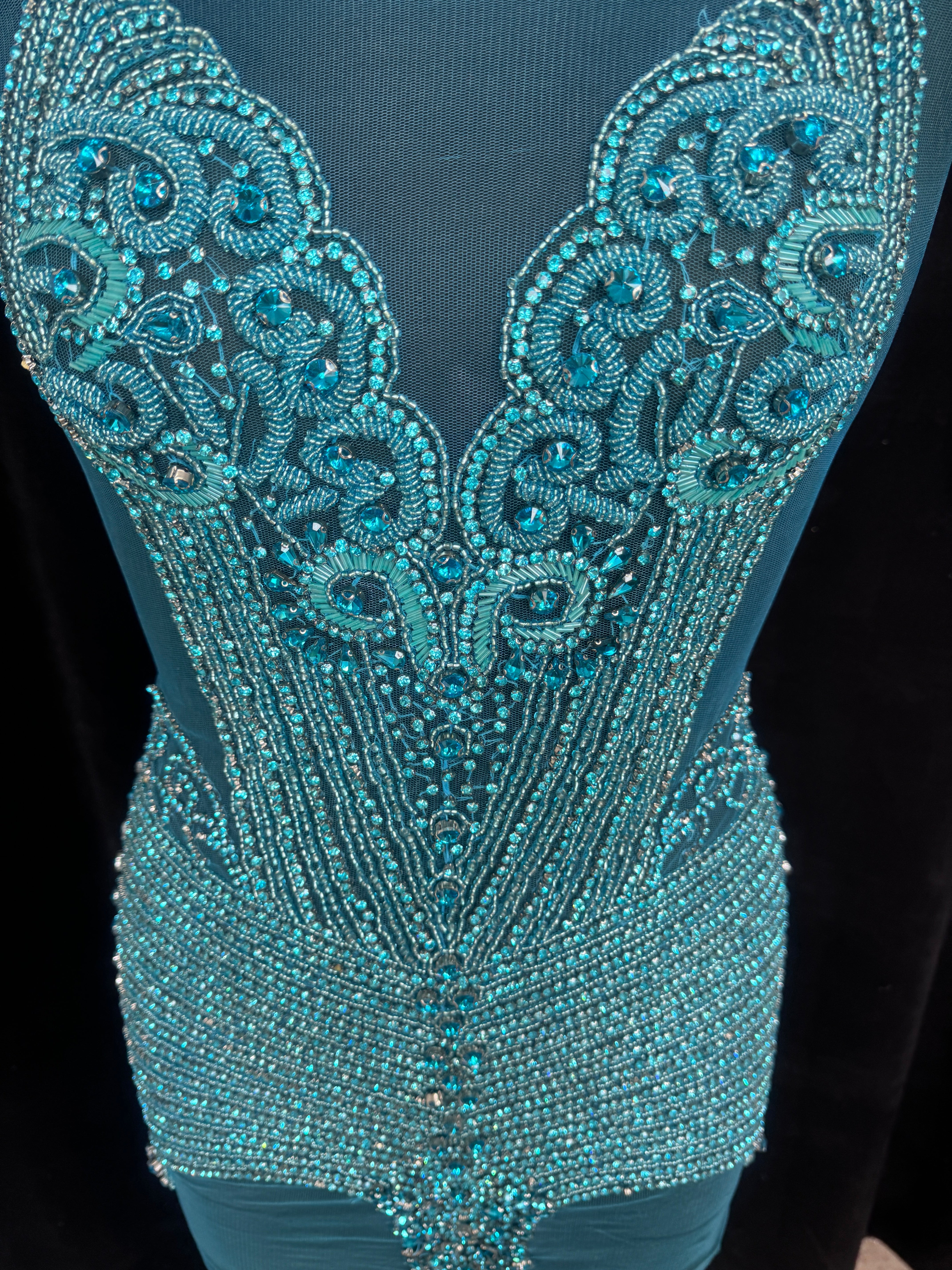 Lucy Turquoise Rhinestone Bodice Applique, shop fabrics online, sewing, fabric store, sewing store, cheap fabric store, kiki textiles, textile by the yard