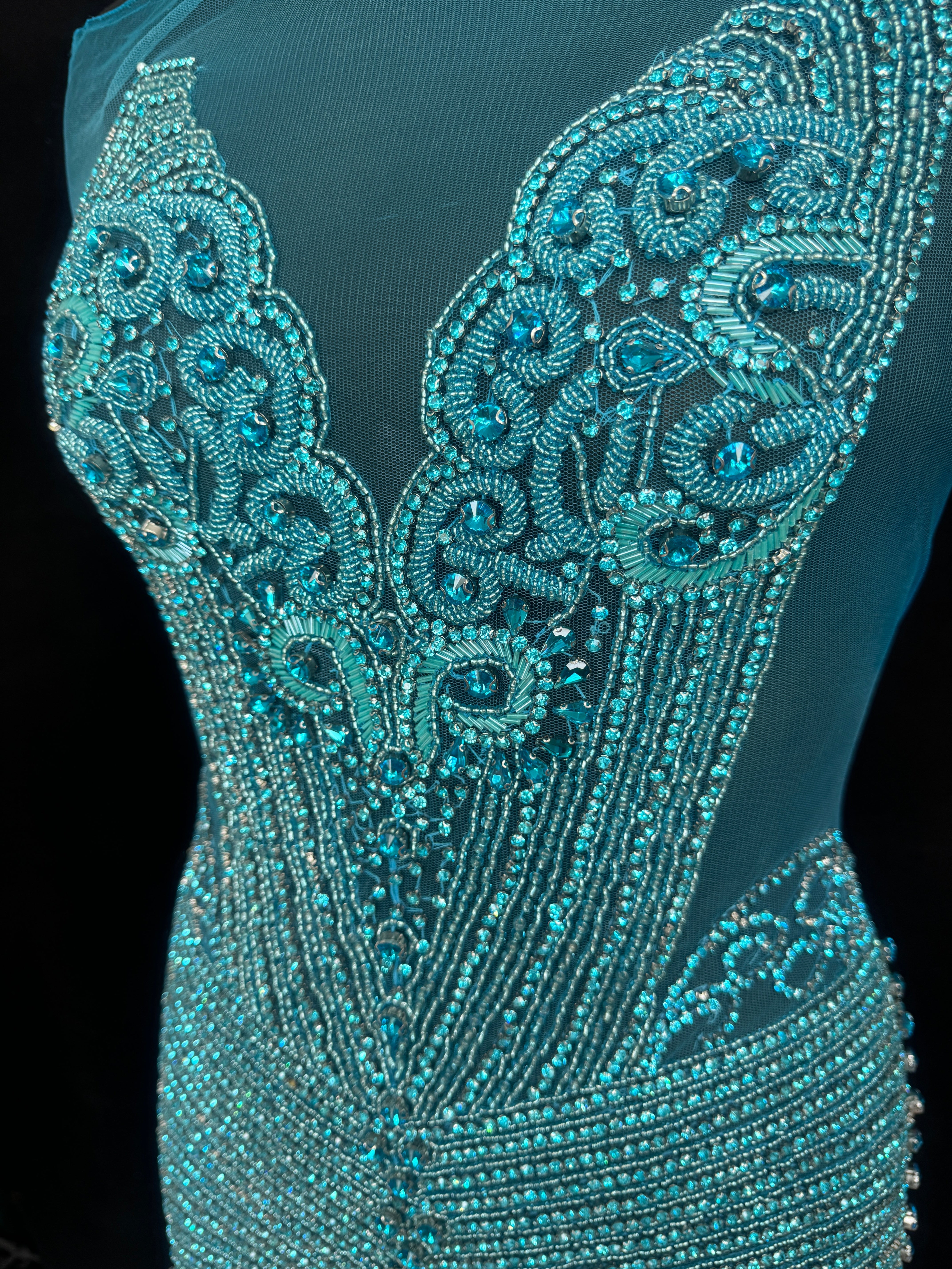 Lucy Turquoise Rhinestone Bodice Applique, Turquoise Rhinestones Applique, Embellished clothing, Rhinestone applications, Rhinestone embroidery, Rhinestone patch, Dress patch, Rhinestones for dress