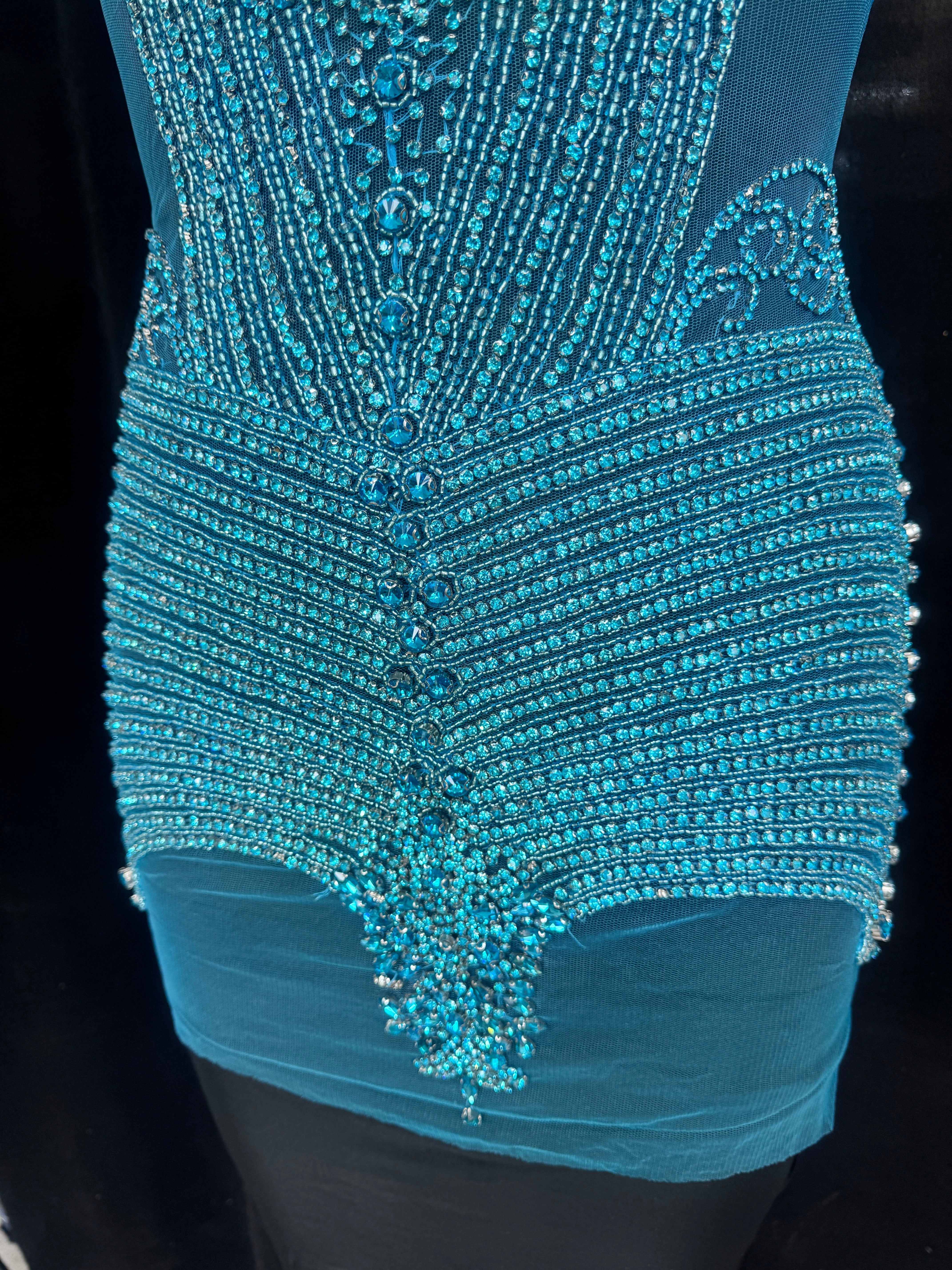 Lucy Turquoise Rhinestone Bodice Applique, shop fabrics online, sewing, fabric store, sewing store, cheap fabric store, kiki textiles, textile by the yard