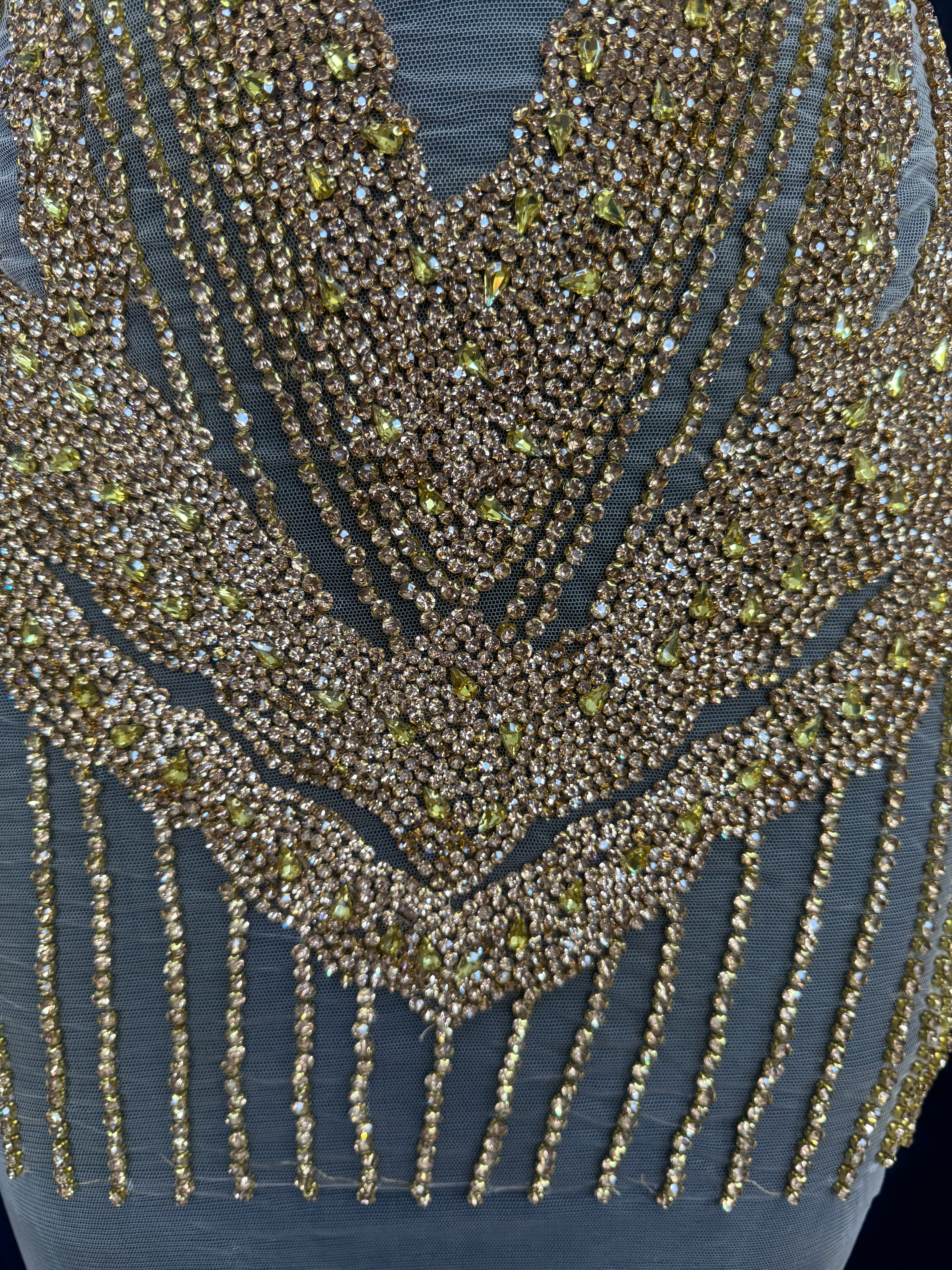 Blanca Gold Rhinestone Bodice Applique, Gold Rhinestones Applique, Embellished clothing, Rhinestone applications, Rhinestone embroidery, Rhinestone patch, Dress patch, Rhinestones for dress