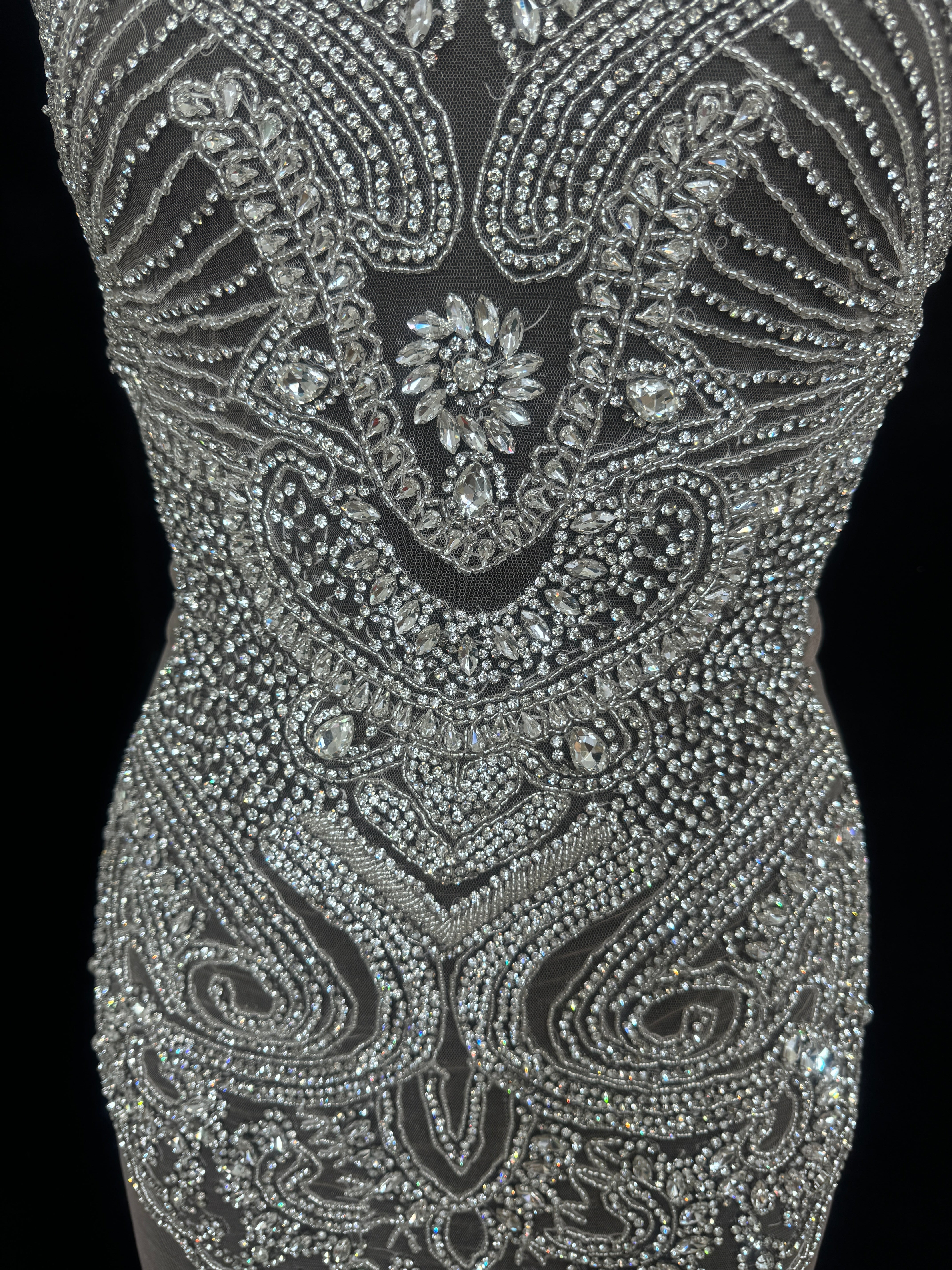 Diane Silver Rhinestone Bodice Appliqué, Silver Rhinestones Applique, Embellished Clothing, Rhinestone Applications, Rhinestone Embroidery, Rhinestone Patch, Dress Patch, Rhinestones for Dress
