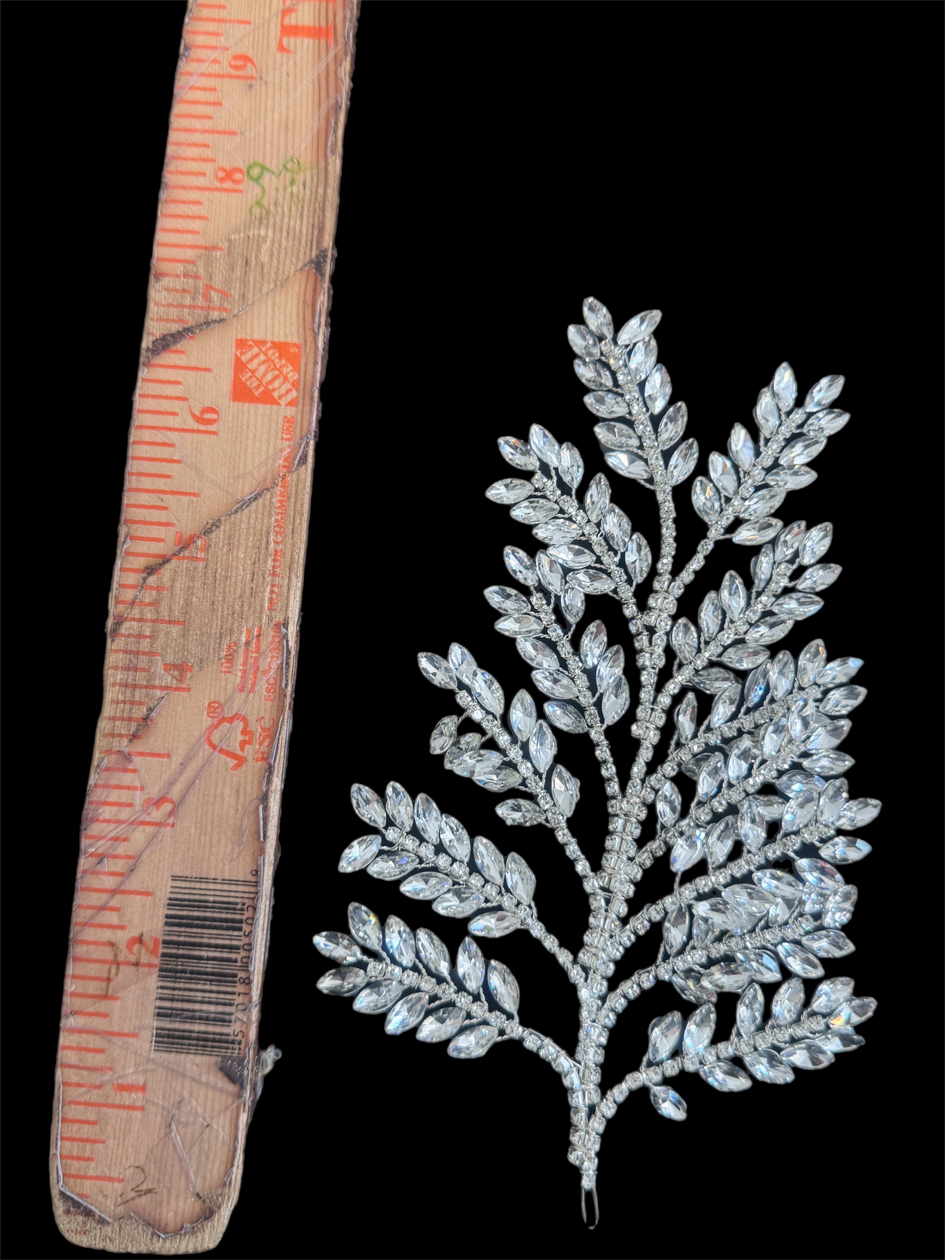 Barbara Silver Bridal Leaves Rhinestone Applique, online textile store, sewing, fabric store, sewing store, cheap fabric store, kiki textiles