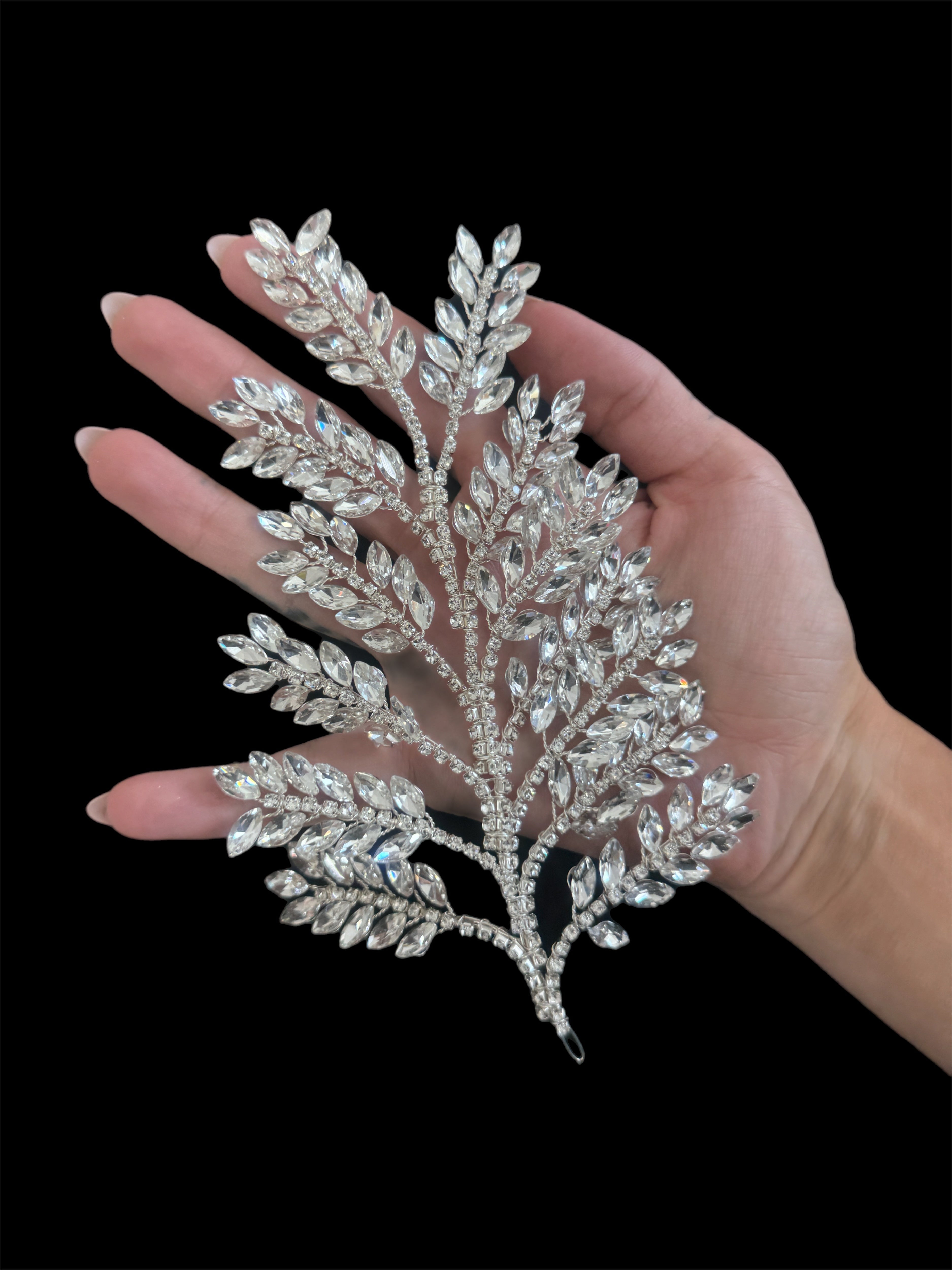Barbara Silver Bridal Leaves Rhinestone Applique, online textile store, sewing, fabric store, sewing store, cheap fabric store, kiki textiles