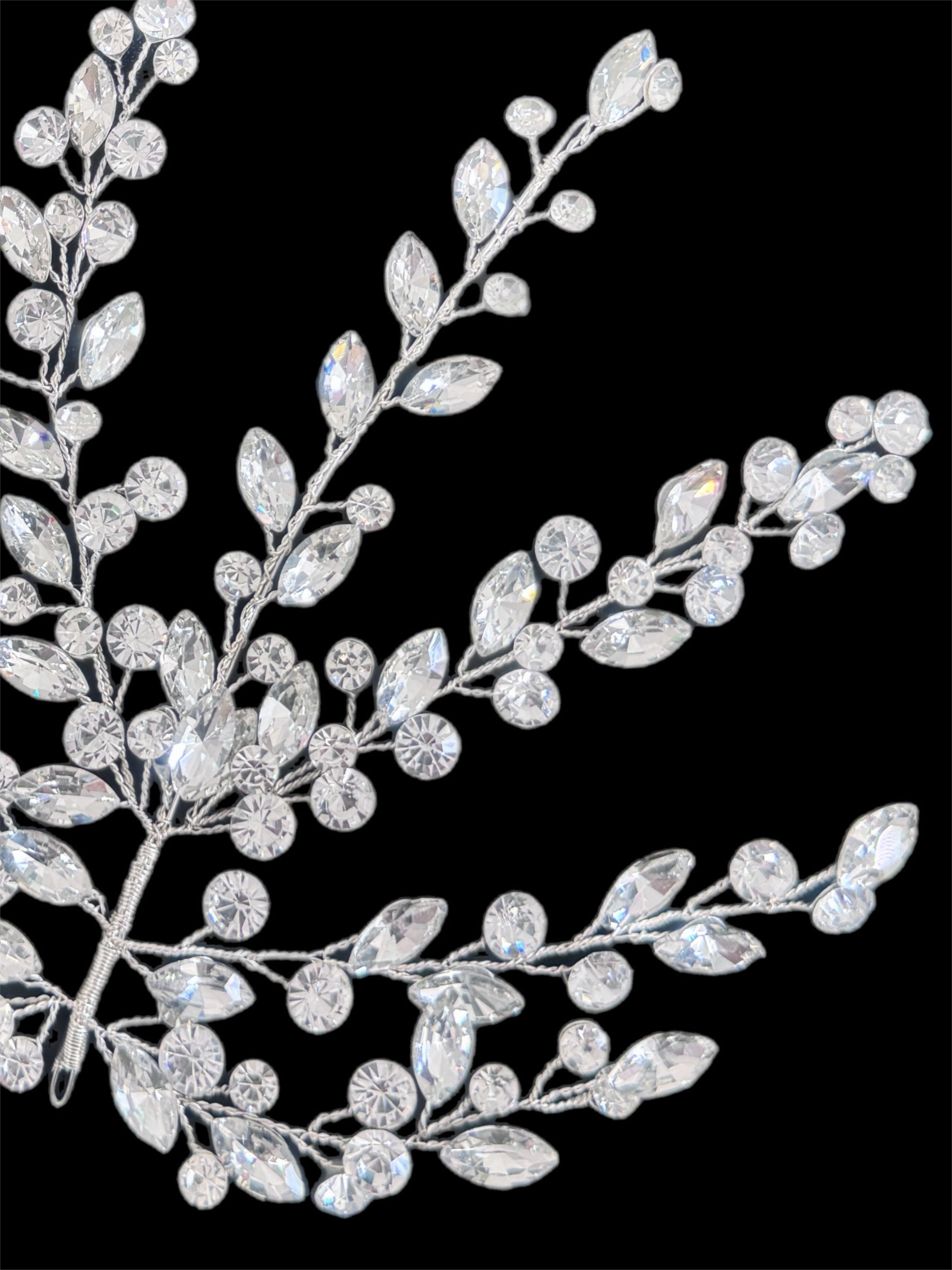 Patricia Silver Leaves Bridal Rhinestone Applique, online textile store, sewing, fabric store, sewing store, cheap fabric store, kiki textiles