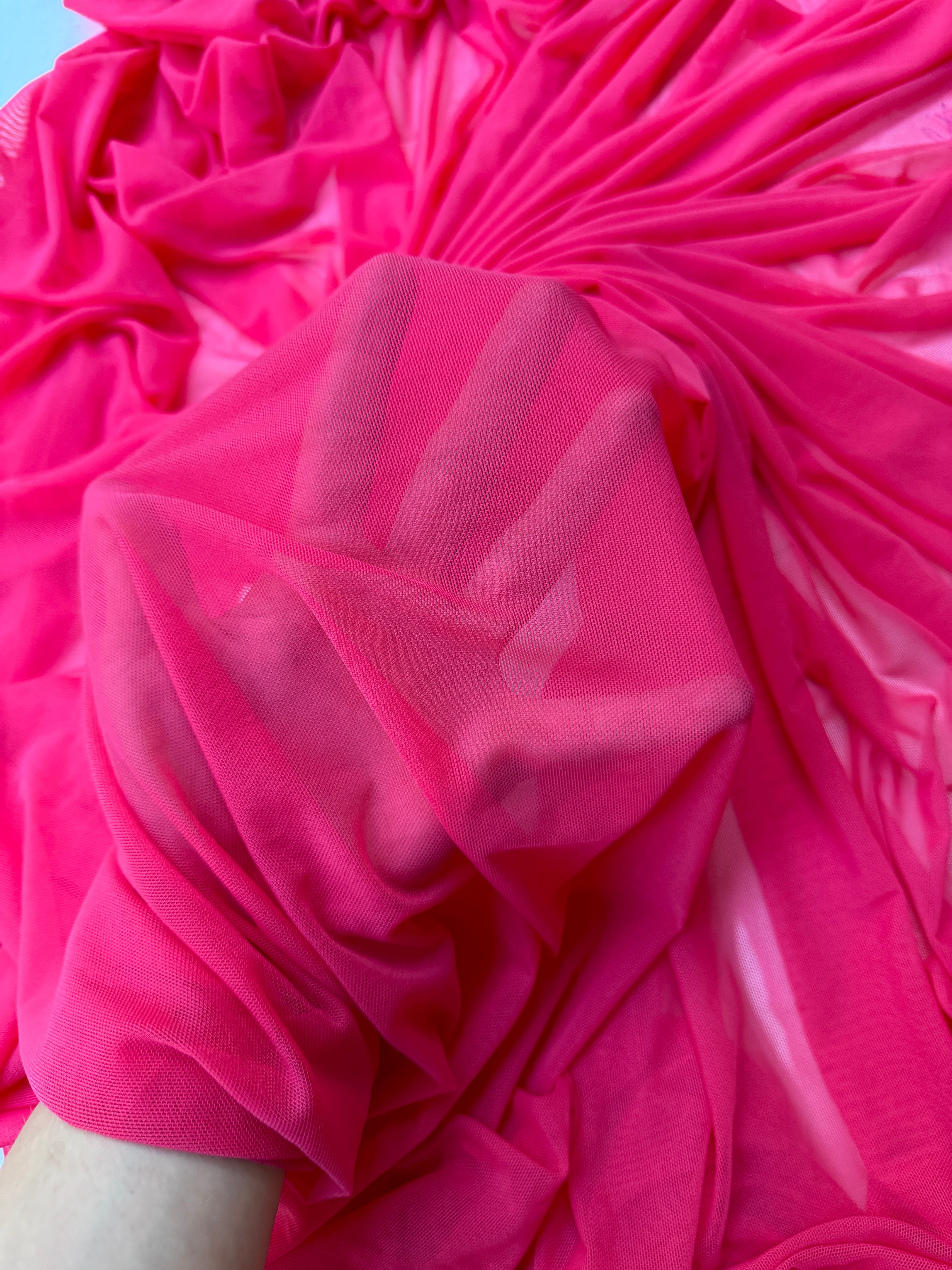 hot pink 4way stretch power mesh, pink power mesh, light pink power mesh, fuchsia power mesh
