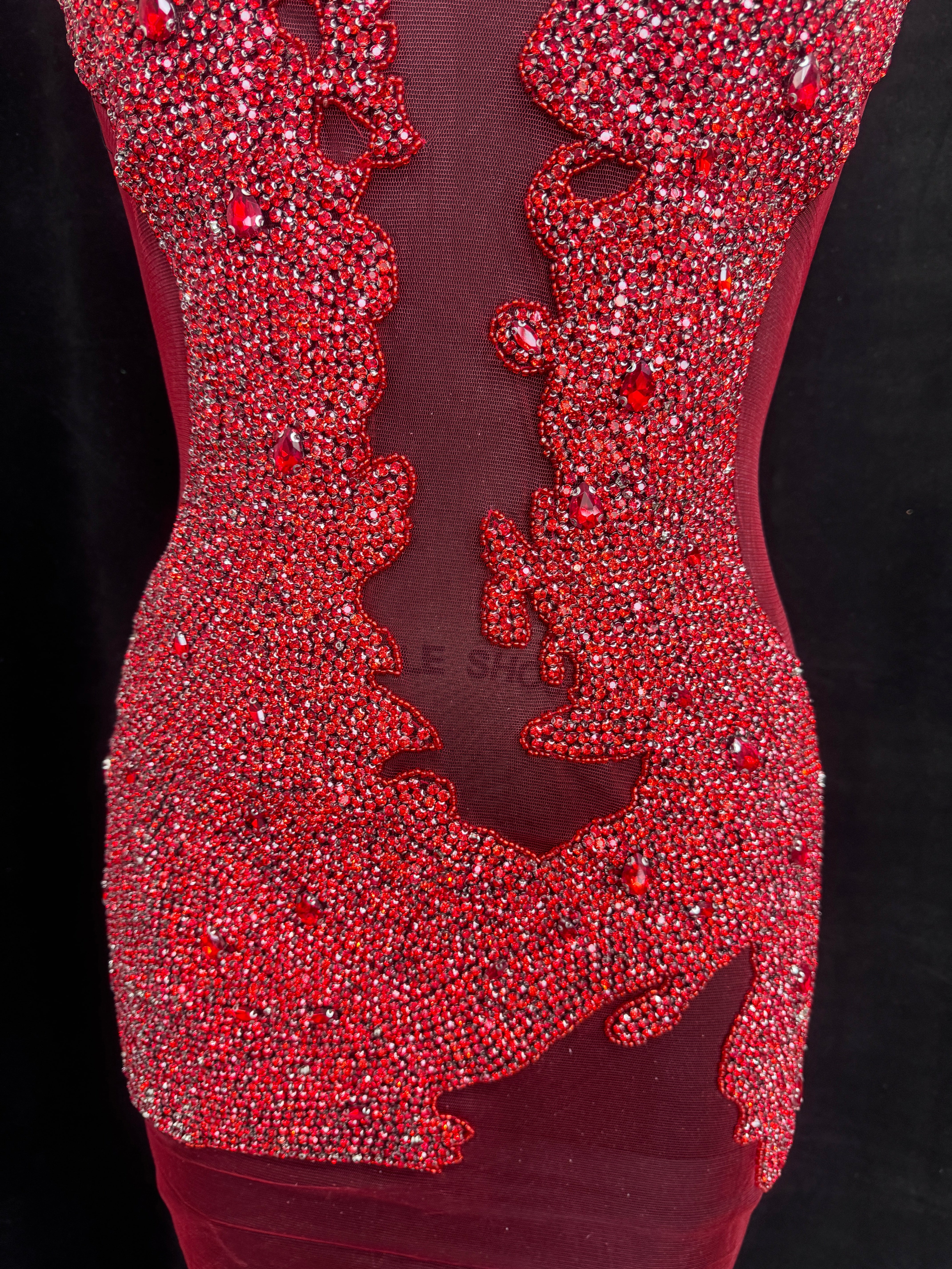 Lucy Red Rhinestone Bodice Applique, Shop Fabrics Online, Sewing, Fabric Store, Sewing Store, Cheap Fabric Store, Kiki Textiles, Textile by the Yard