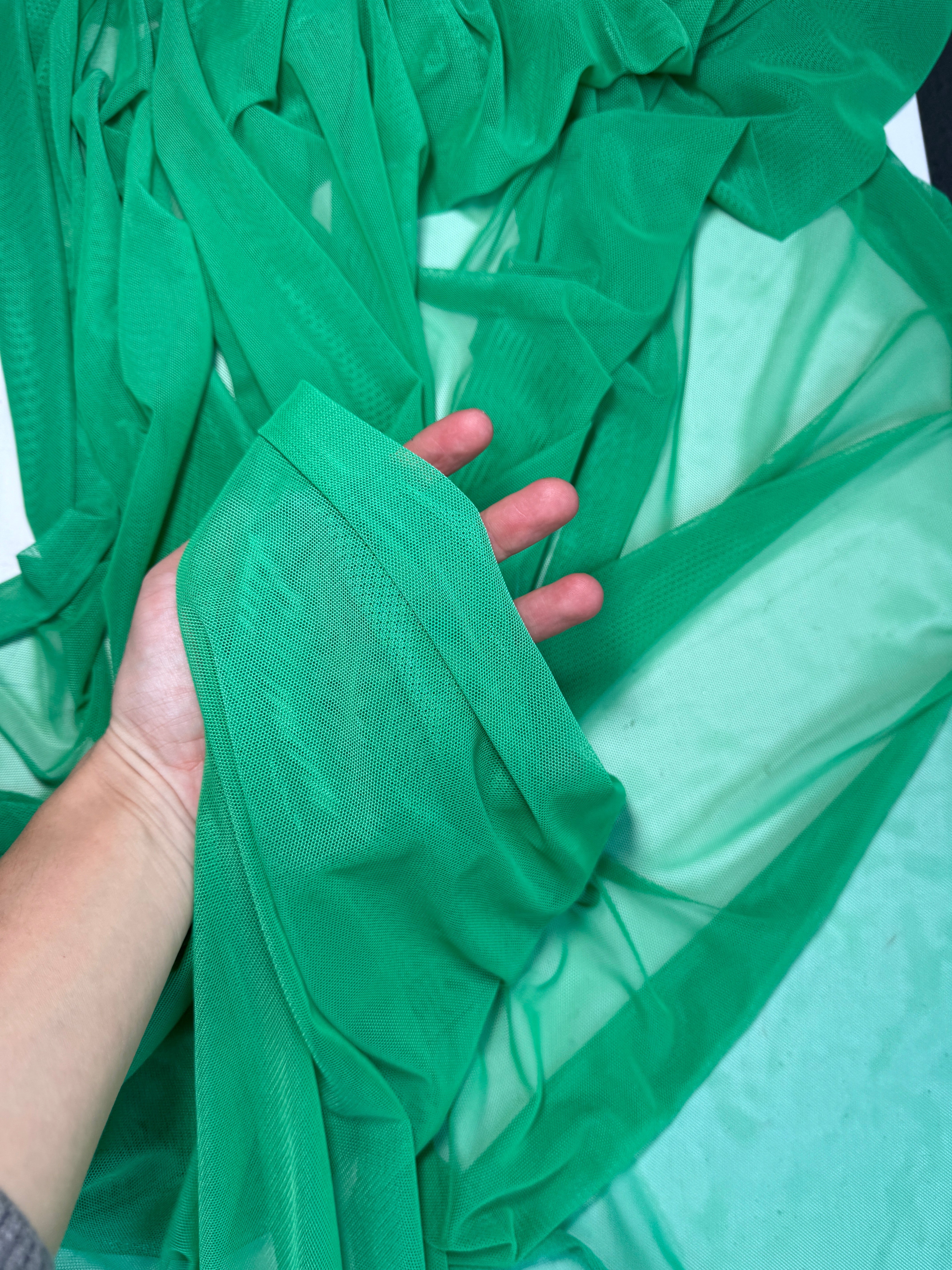 kelly green 4way stretch power mesh, green power mesh, light green power mesh, dark green power mesh
