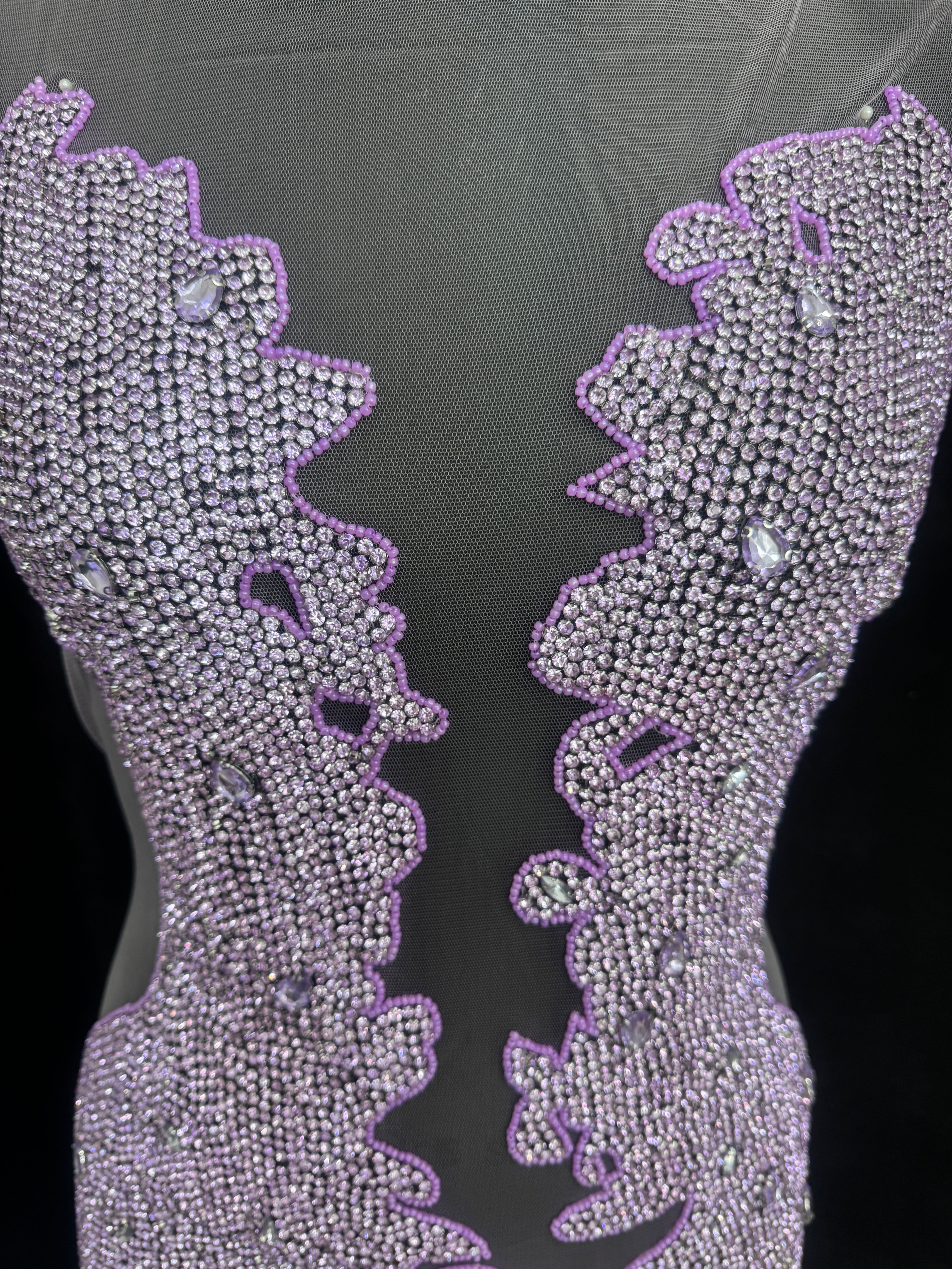 Maddy Lilac Rhinestone Bodice Applique, Lilac Rhinestones Applique, Embellished Clothing, Rhinestone Applications, Rhinestone Embroidery, Rhinestone Patch, Dress Patch, Rhinestones for Dress