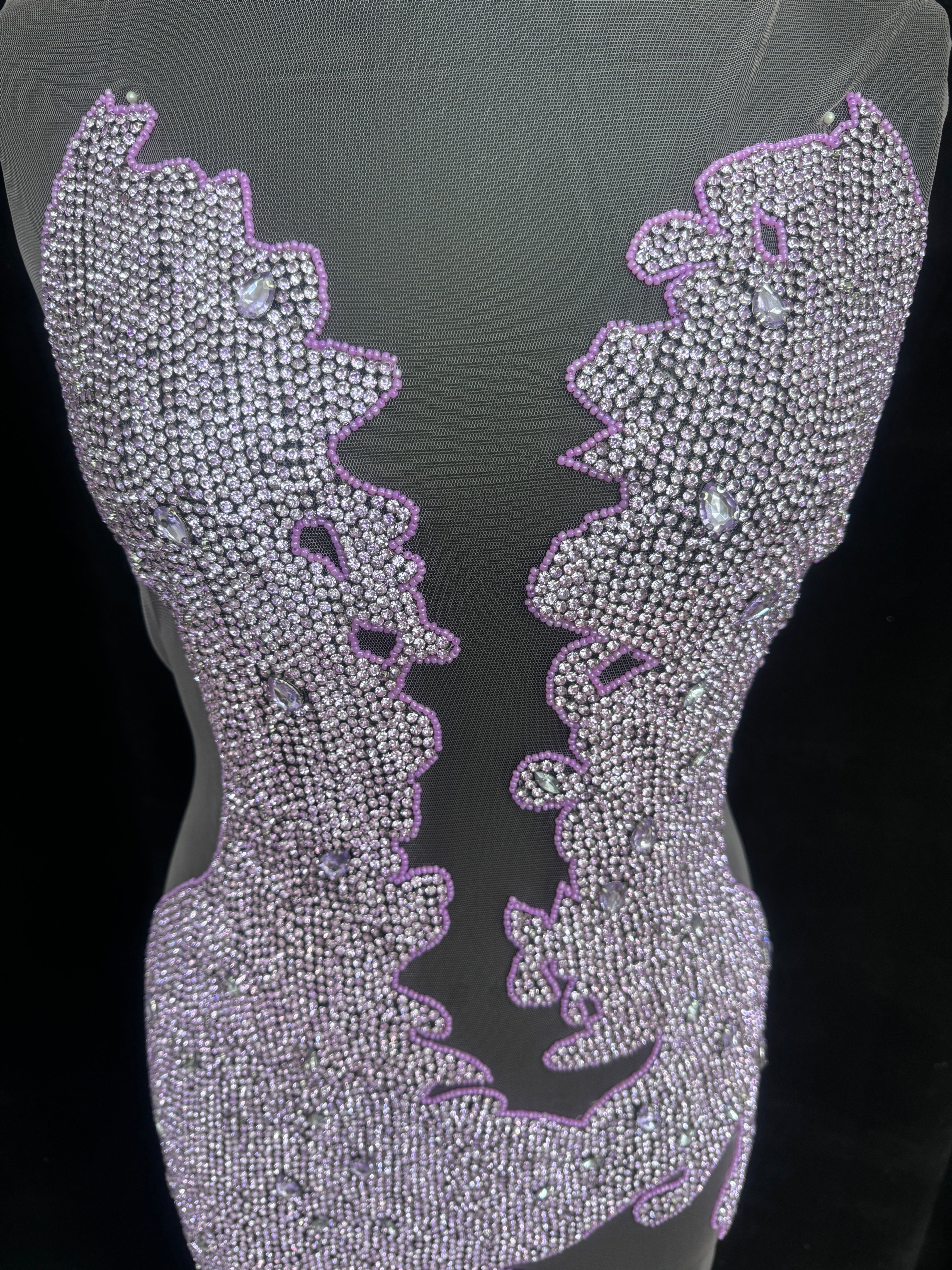 Maddy Lilac Rhinestone Bodice Applique, Lilac Rhinestones Applique, Embellished Clothing, Rhinestone Applications, Rhinestone Embroidery, Rhinestone Patch, Dress Patch, Rhinestones for Dress