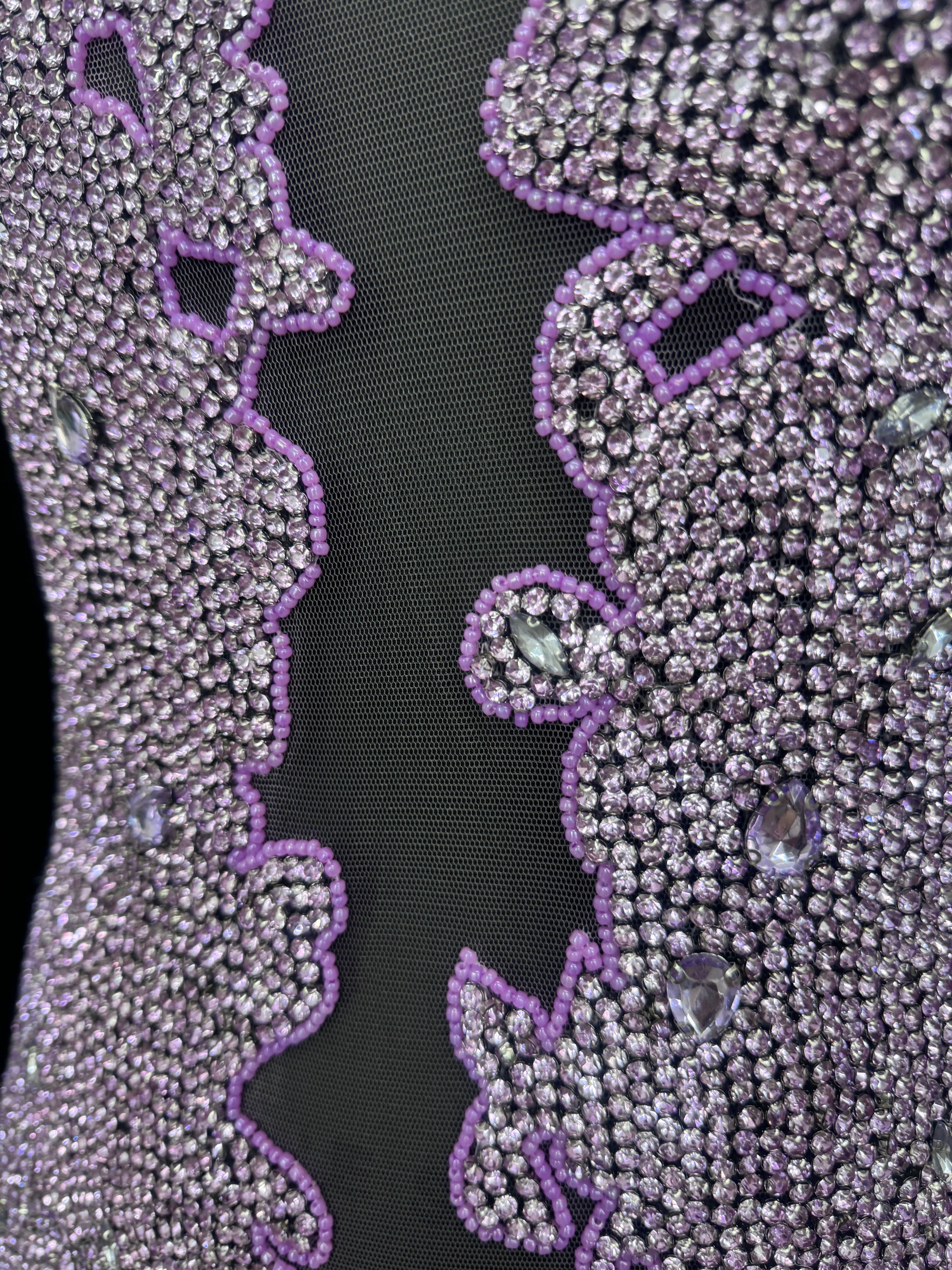Maddy Lilac Rhinestone Bodice Applique, Lilac Rhinestones Applique, Embellished Clothing, Rhinestone Applications, Rhinestone Embroidery, Rhinestone Patch, Dress Patch, Rhinestones for Dress