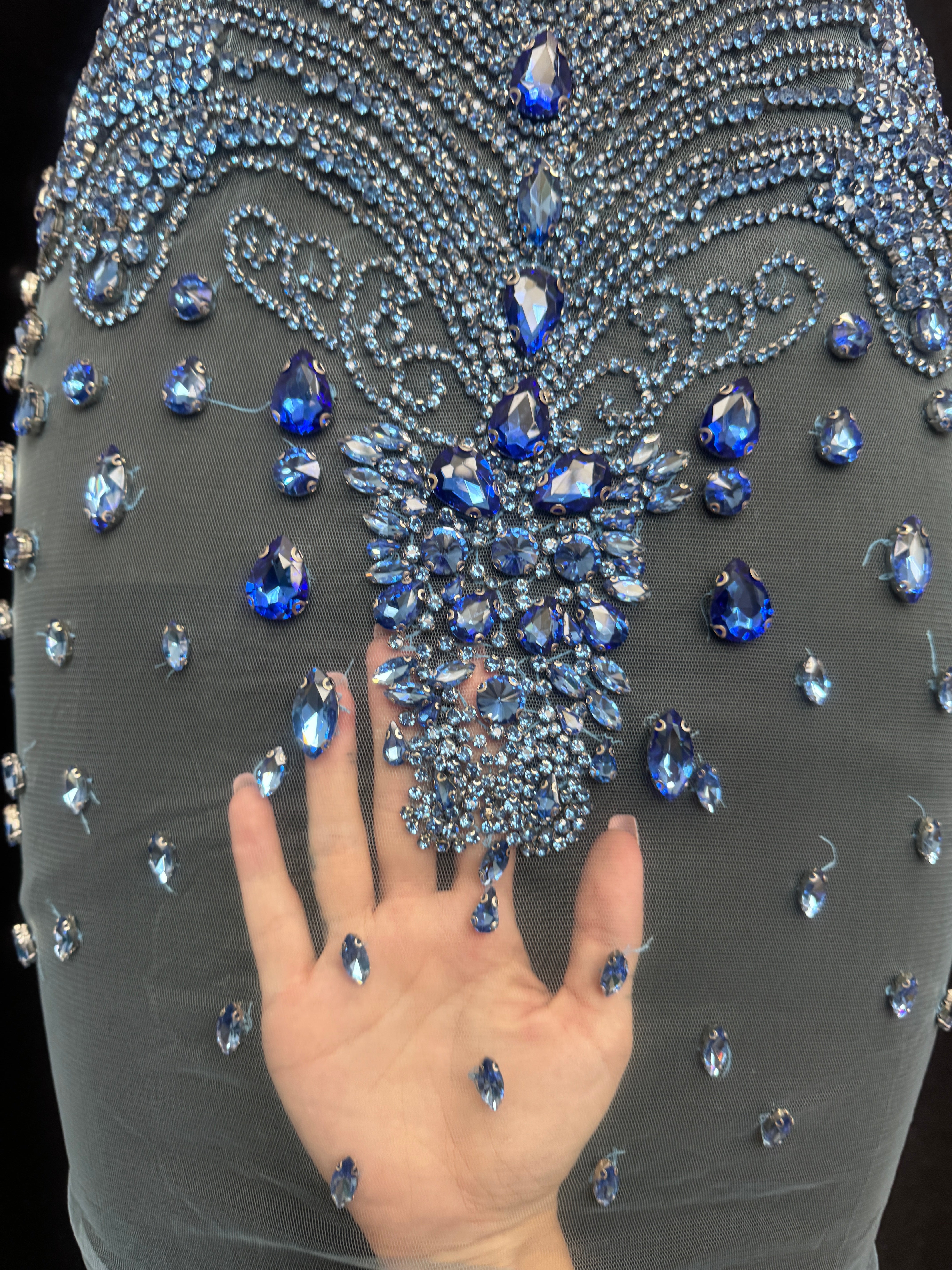 Tina sky blue rhinestone bodice applique, Blue Rhinestones Applique, Embellished Clothing, Rhinestone Applications, Rhinestone Embroidery, Rhinestone Patch, Dress Patch, Rhinestones for Dress