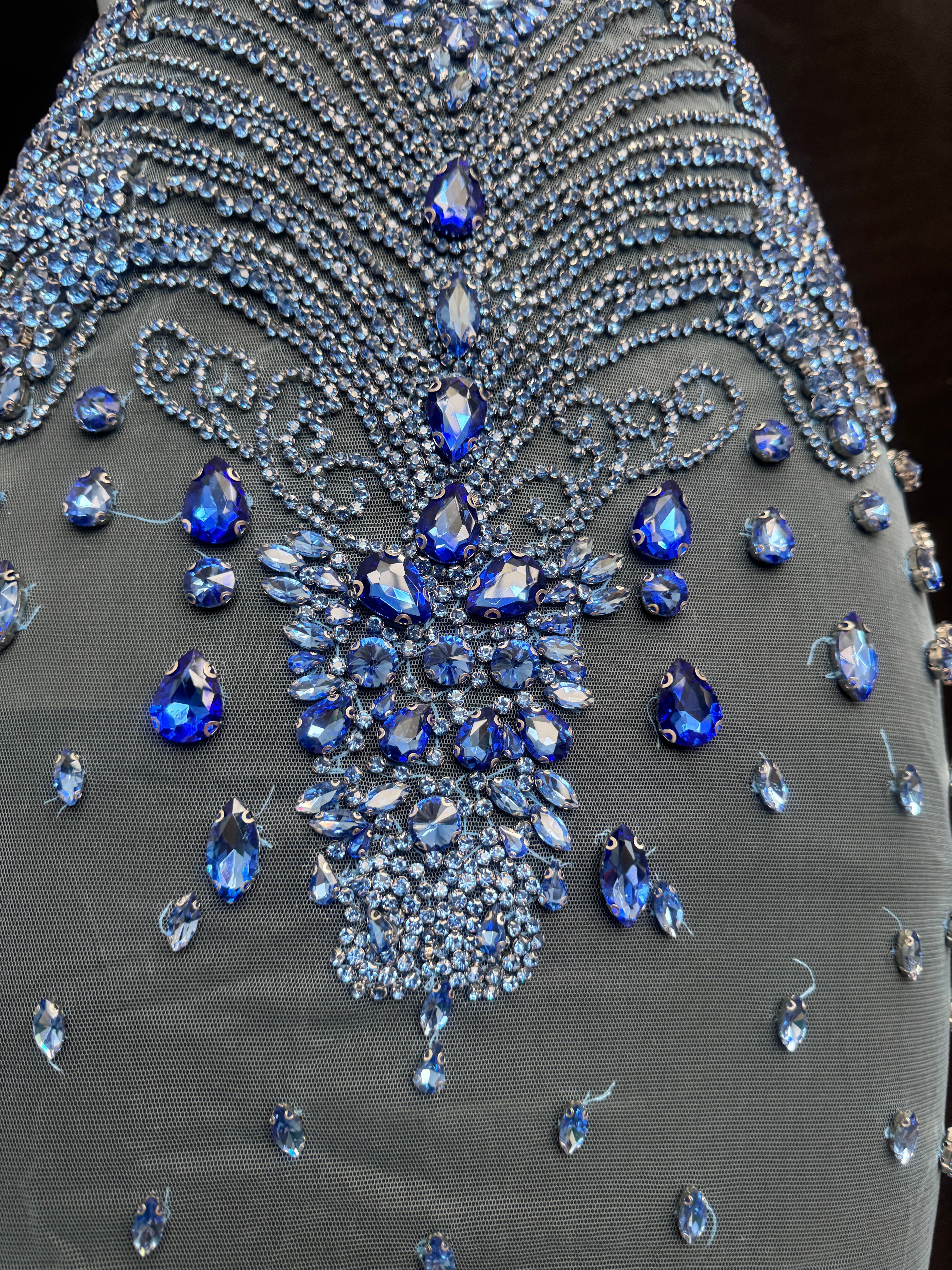 Tina sky blue rhinestone bodice applique, Shop Fabrics Online, Sewing, Fabric Store, Sewing Store, Cheap Fabric Store, Kiki Textiles, Textile by the Yard