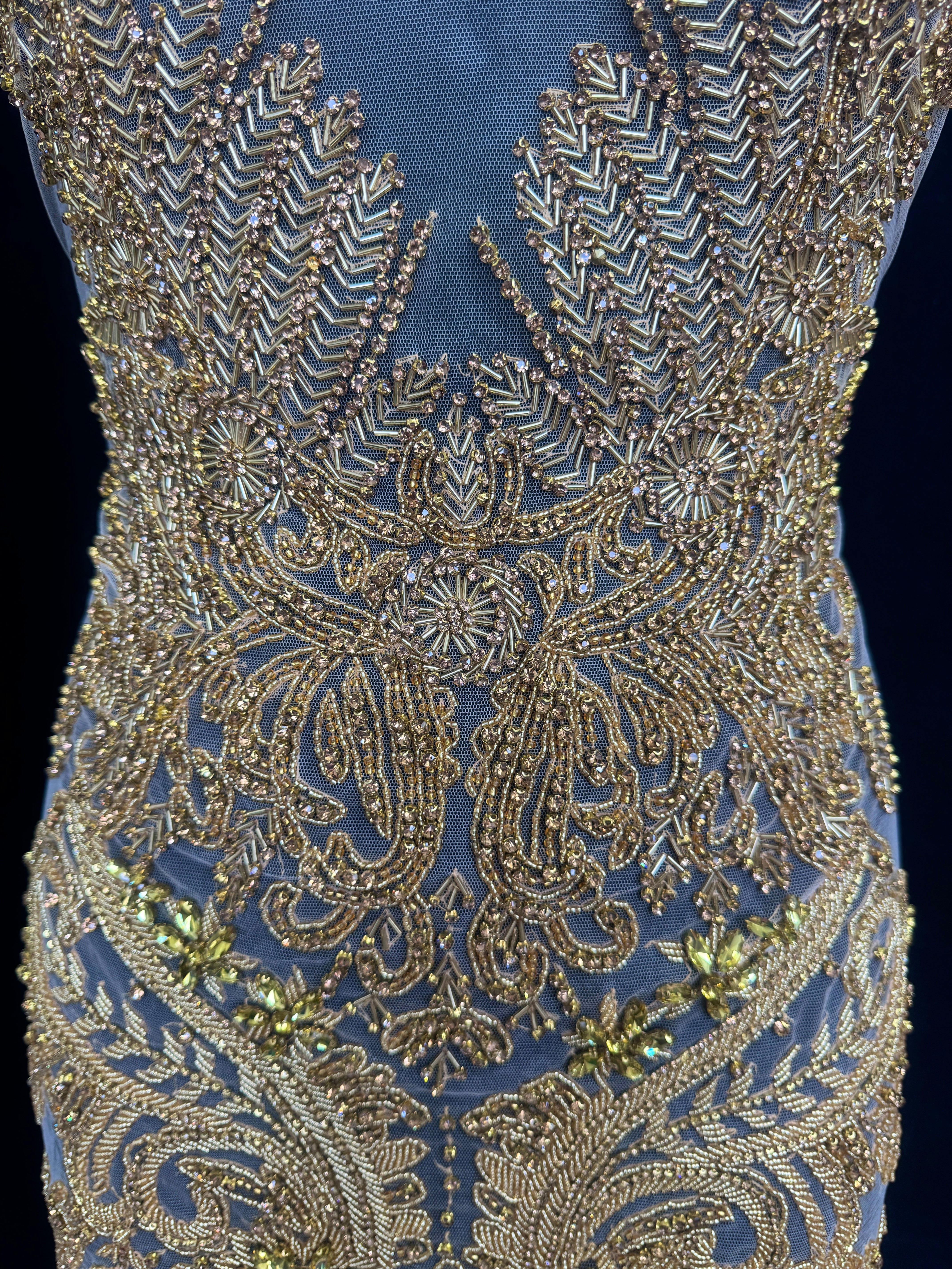 Gaby Gold Rhinestone Bodice Applique, Shop Fabrics Online, Sewing, Fabric Store, Sewing Store, Cheap Fabric Store, Kiki Textiles, Textile by the Yard