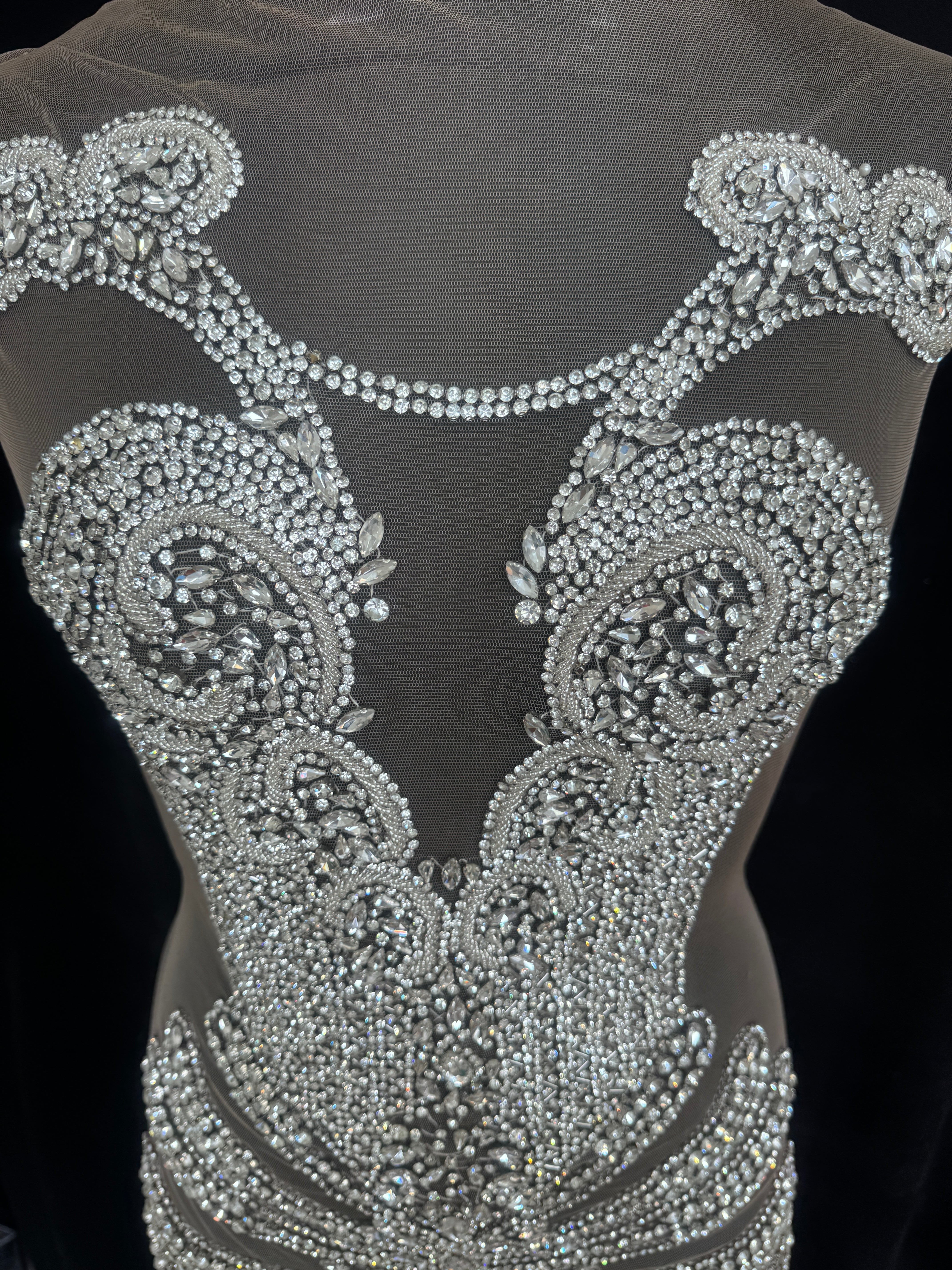 Bebe Silver Rhinestone Bodice Applique, Silver Rhinestones Applique, Embellished Clothing, Rhinestone Applications, Rhinestone Embroidery, Rhinestone Patch, Dress Patch, Rhinestones for Dress