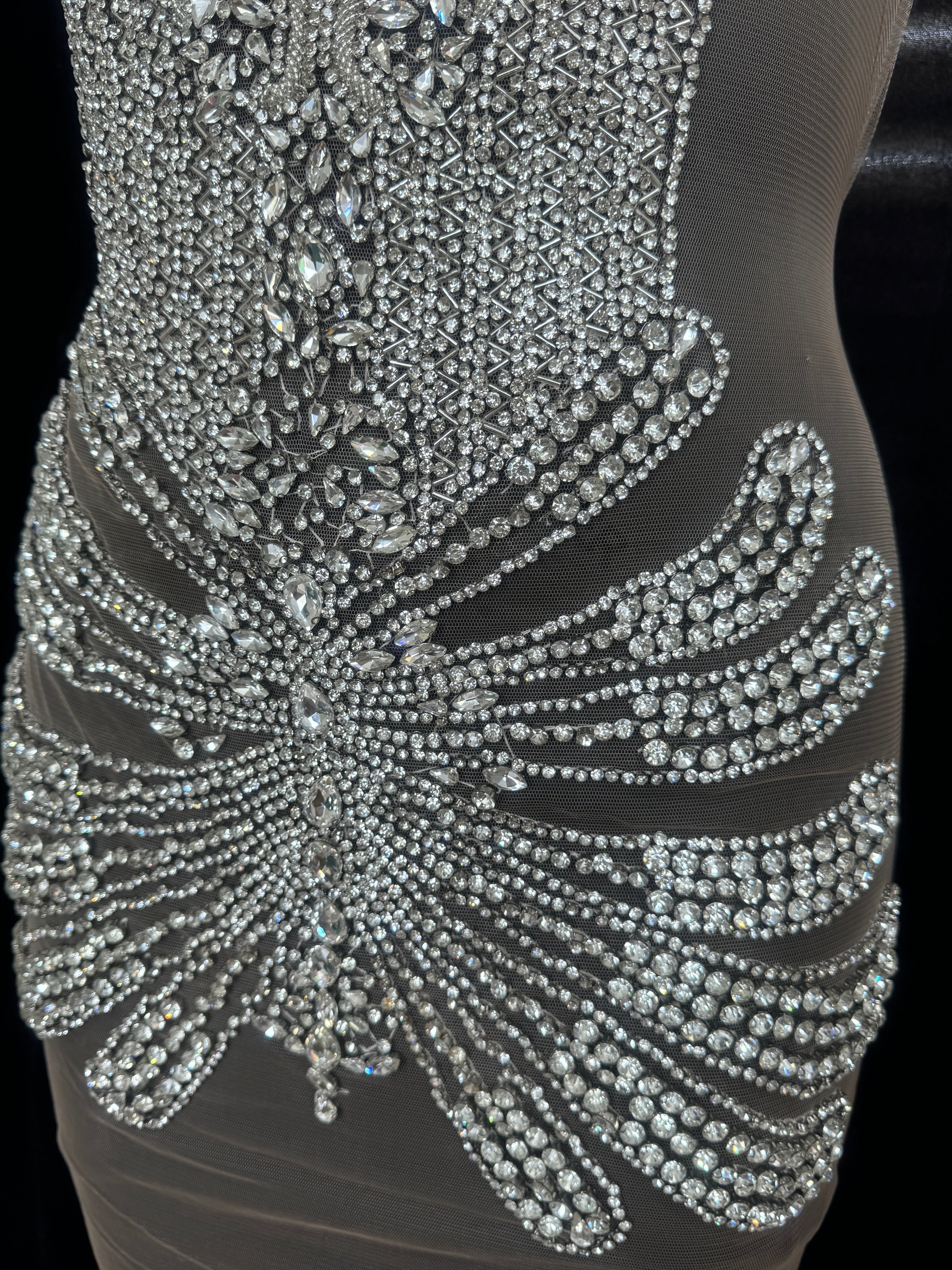 Bebe Silver Rhinestone Bodice Applique, Shop Fabrics Online, Sewing, Fabric Store, Sewing Store, Cheap Fabric Store, Kiki Textiles, Textile by the Yard