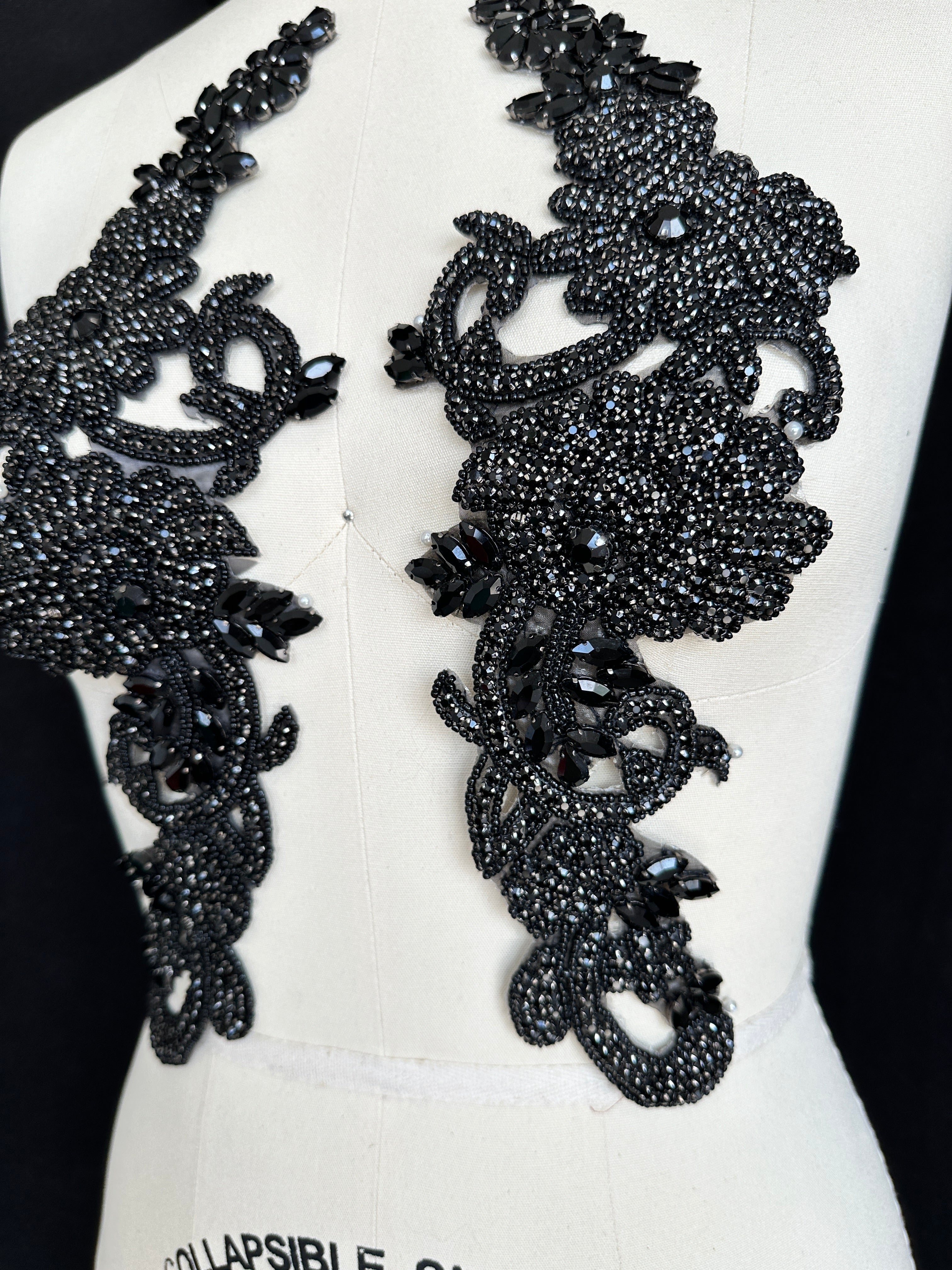 Trinity Black Rhinestone Applique, Black Rhinestones Applique, Embellished Clothing, Rhinestone Applications, Rhinestone Embroidery, Rhinestone Patch, Dress Patch, Rhinestones for Dress