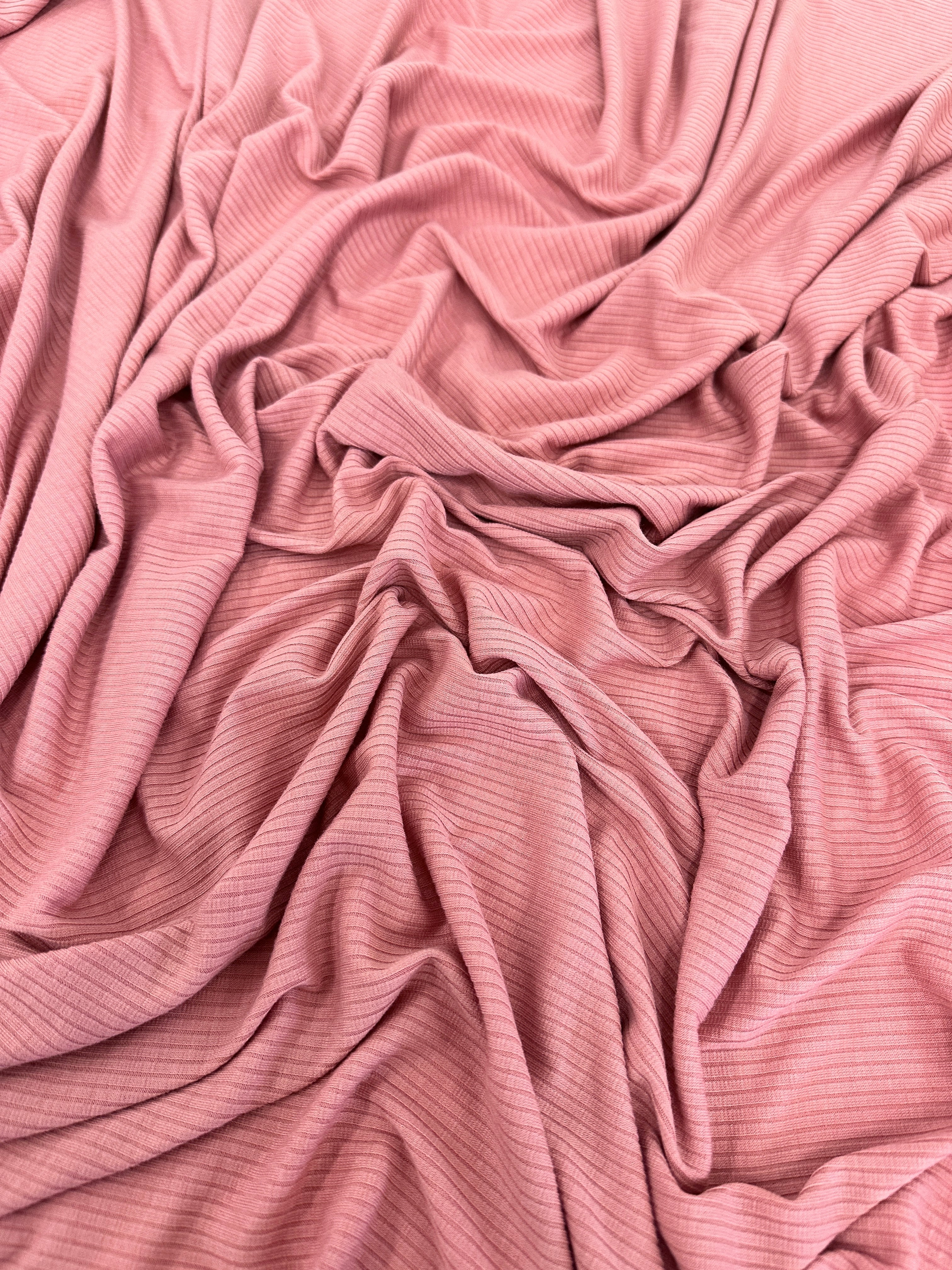 Rusty Rose Solid Rib Knit, Jersey Knit, 4 Way Stretch Fabric, Chunky Knit, Knit Fabric by the Yard, Spandex Fabric, Textured Knit