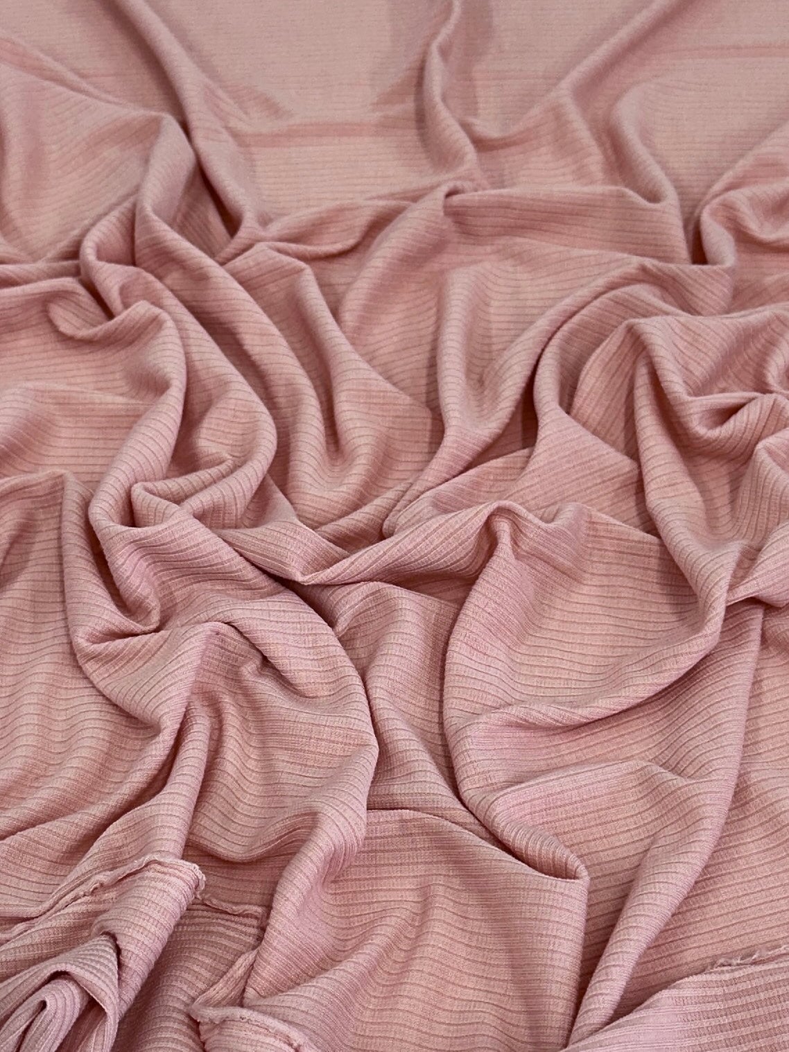 Blush Pink Solid Rib Knit, Jersey Knit, 4 Way Stretch Fabric, Chunky Knit, Knit Fabric by the Yard, Spandex Fabric, Textured Knit
