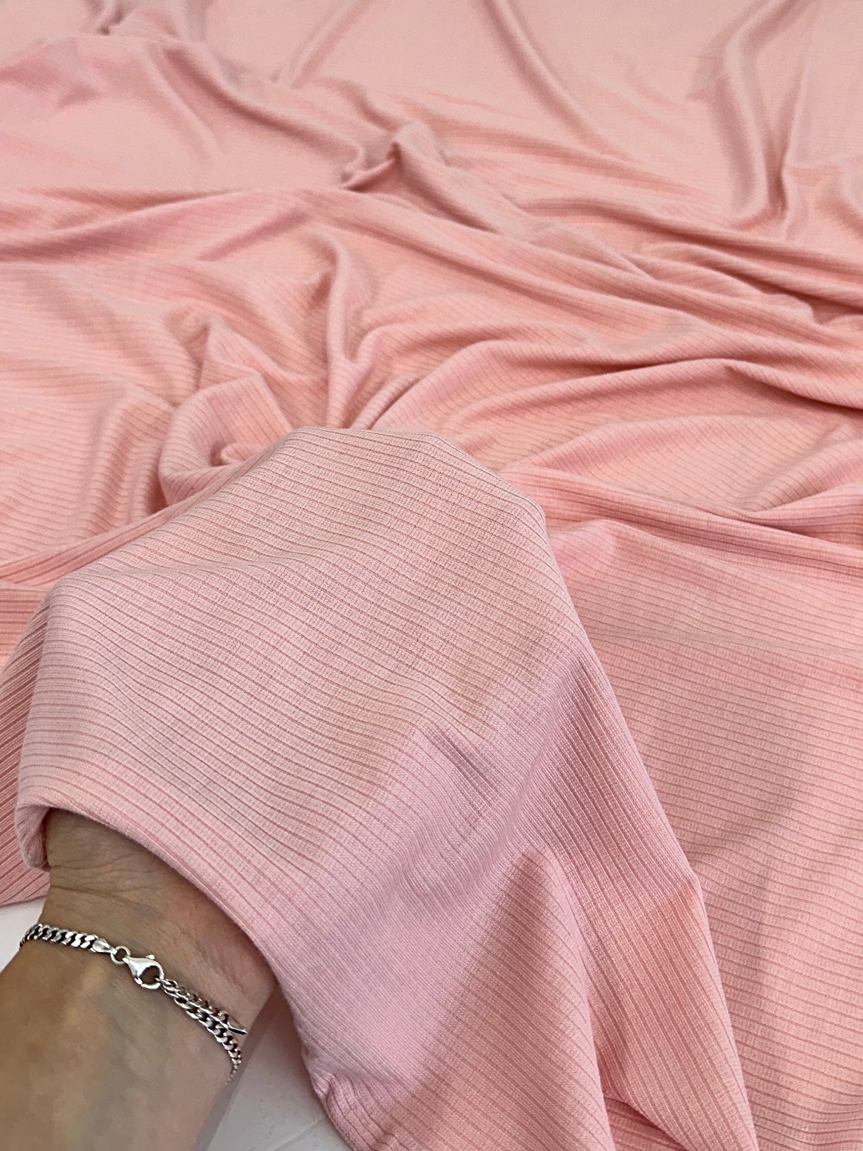 Blush Pink Solid Rib Knit, Shop Fabrics Online, Sewing, Fabric Store, Sewing Store, Cheap Fabric Store, Kiki Textiles, Textile by the Yard