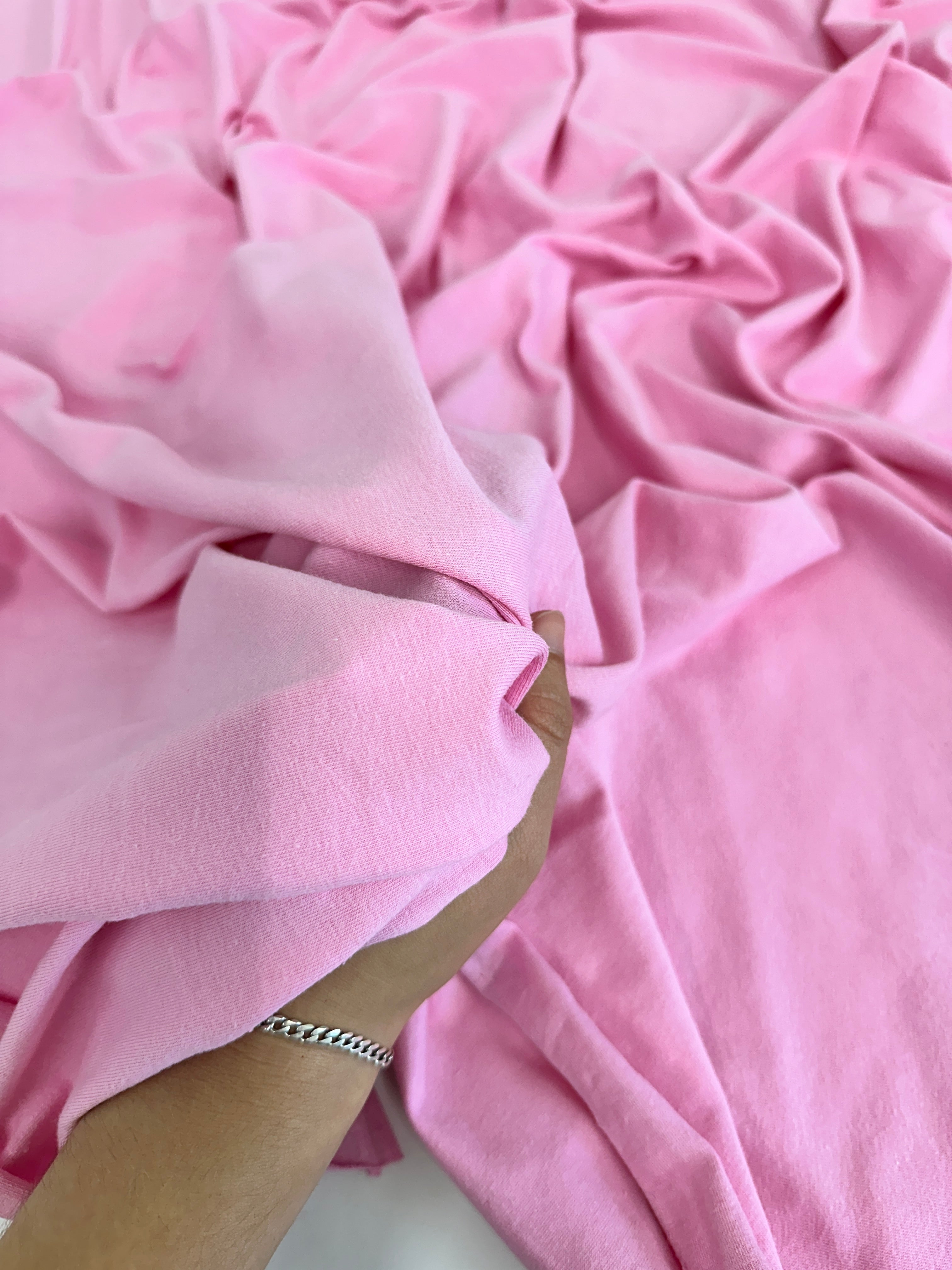 Baby Pink Cotton Jersey Knit, shop fabrics online, sewing, fabric store, sewing store, cheap fabric store, kiki textiles, textile by the yard