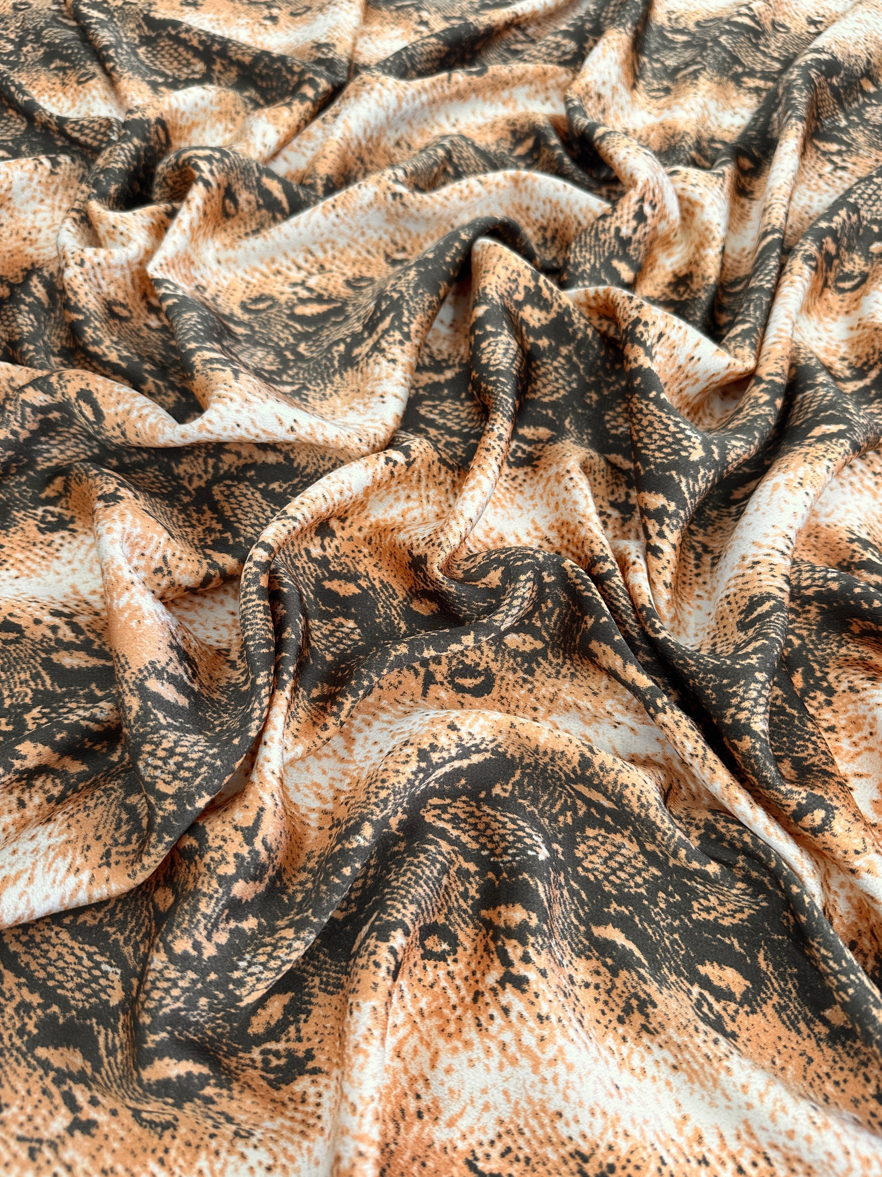 Rust Snake Print Satin, Luxury Satin, Printed Satin, Premium Satin, Satin for Bride, Satin for Women, Satin in Low Price, Cheap Satin, Satin on Sale