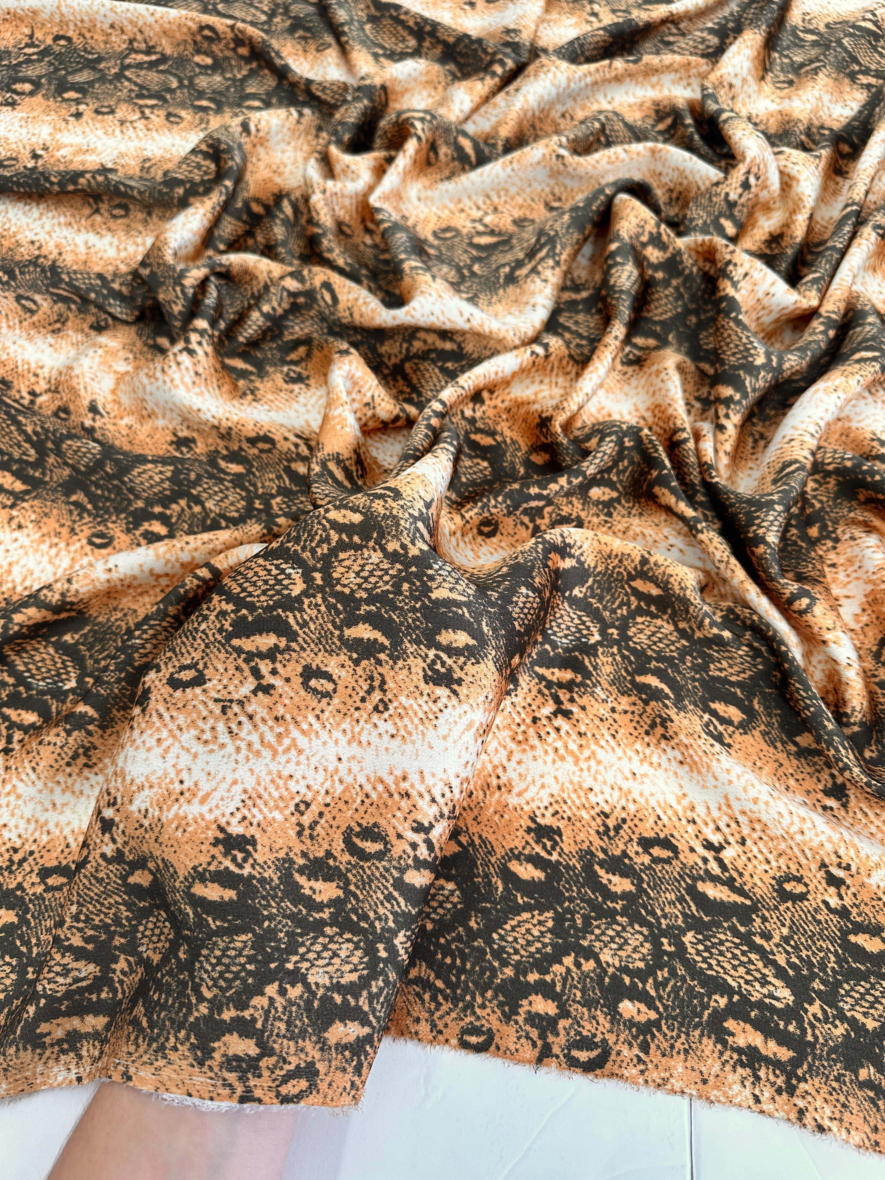 Rust Snake Print Satin, Luxury Satin, Printed Satin, Premium Satin, Satin for Bride, Satin for Women, Satin in Low Price, Cheap Satin, Satin on Sale