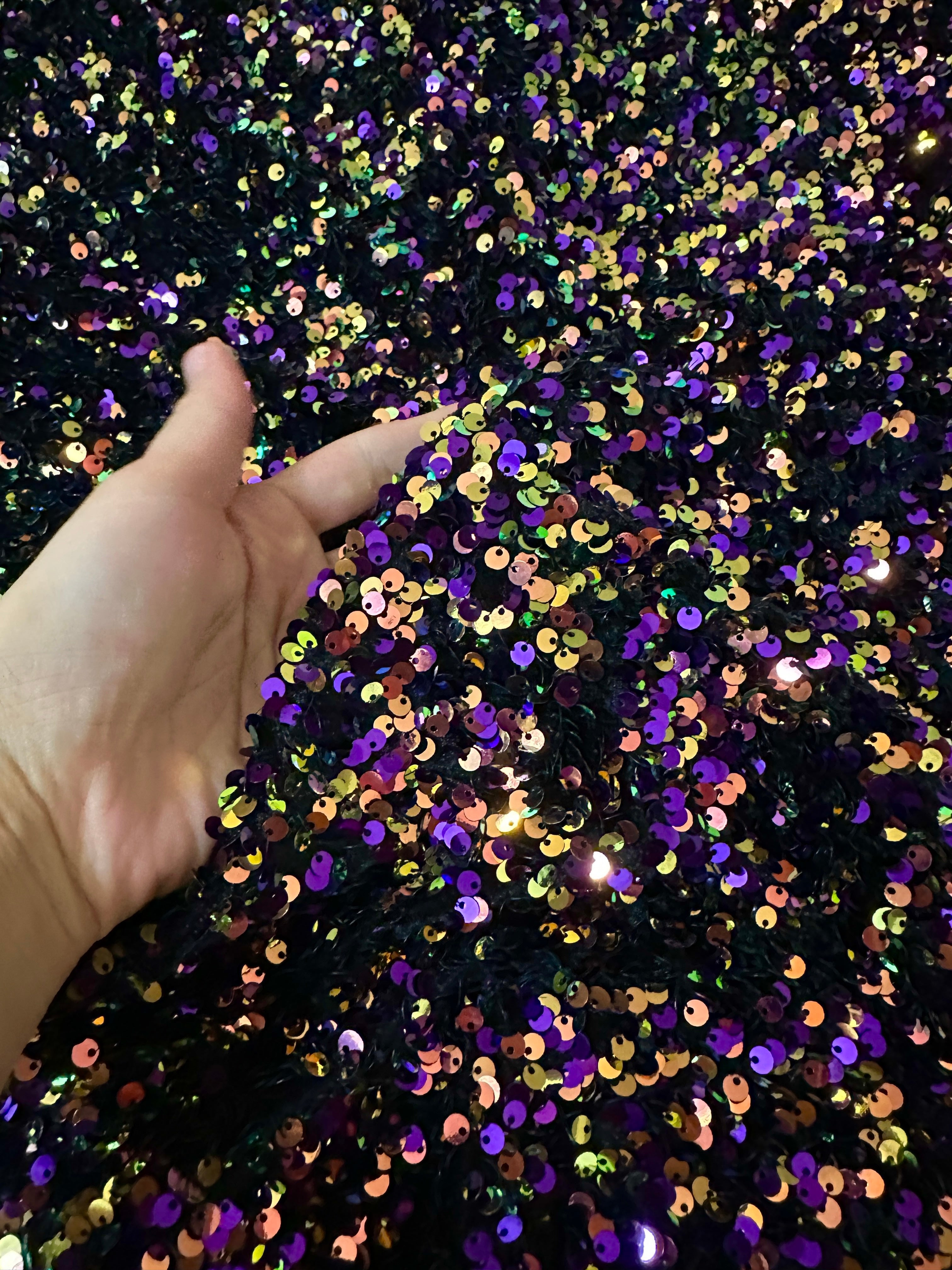 purple iridescent Sequin on Velvet, dark purple iridescent sequin on velvet, light purple iridescent sequin on velvet, shinny purple iridescent sequin on velvet, velvet on discount, velvet on sale, buy velvet online, kikitextile velvet, premium velvet, velvet for gown, velvet for woman, velvet for bride