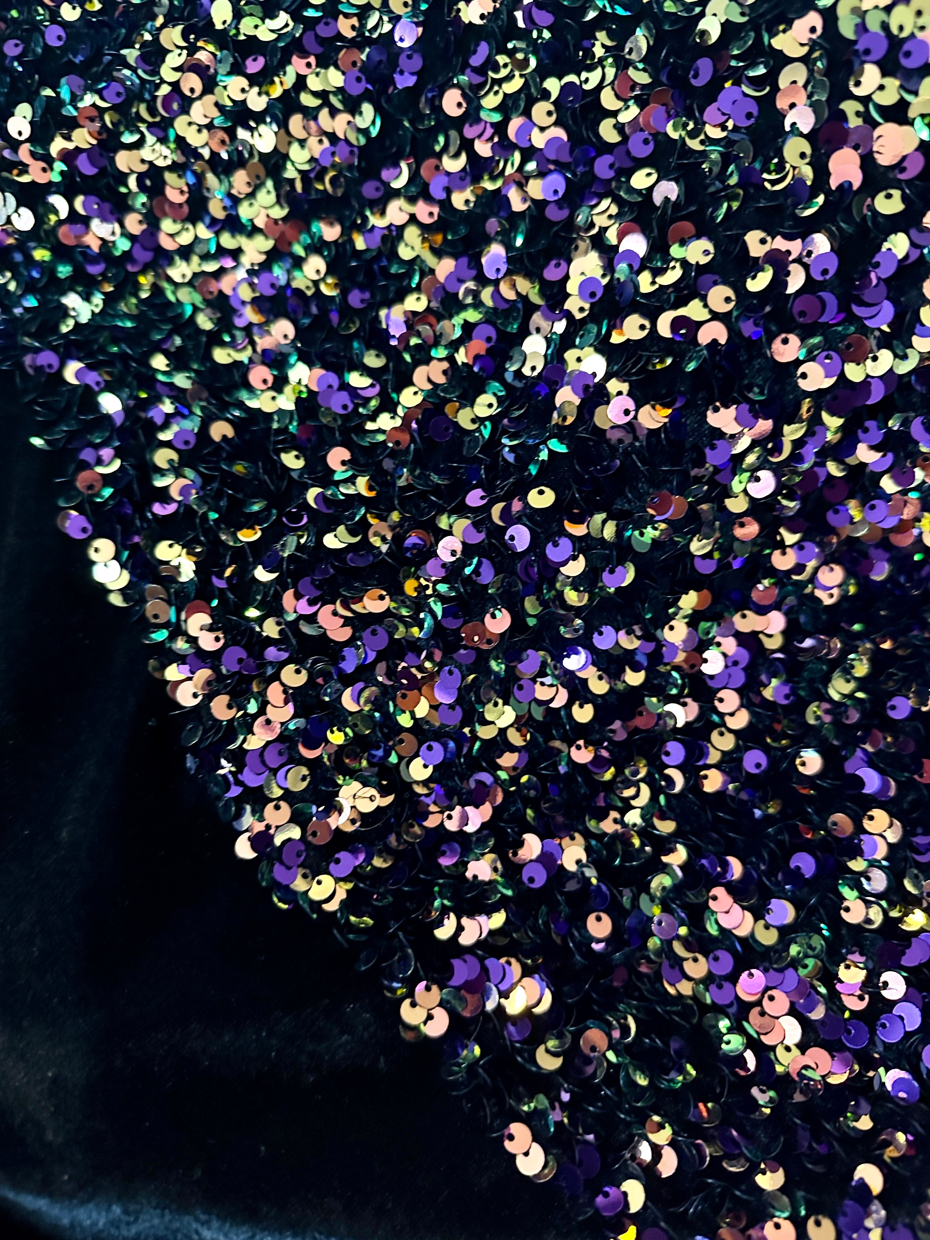 purple iridescent Sequin on Velvet, dark purple iridescent sequin on velvet, light purple iridescent sequin on velvet, shinny purple iridescent sequin on velvet, velvet on discount, velvet on sale, buy velvet online, kikitextile velvet, premium velvet, velvet for gown, velvet for woman, velvet for bride